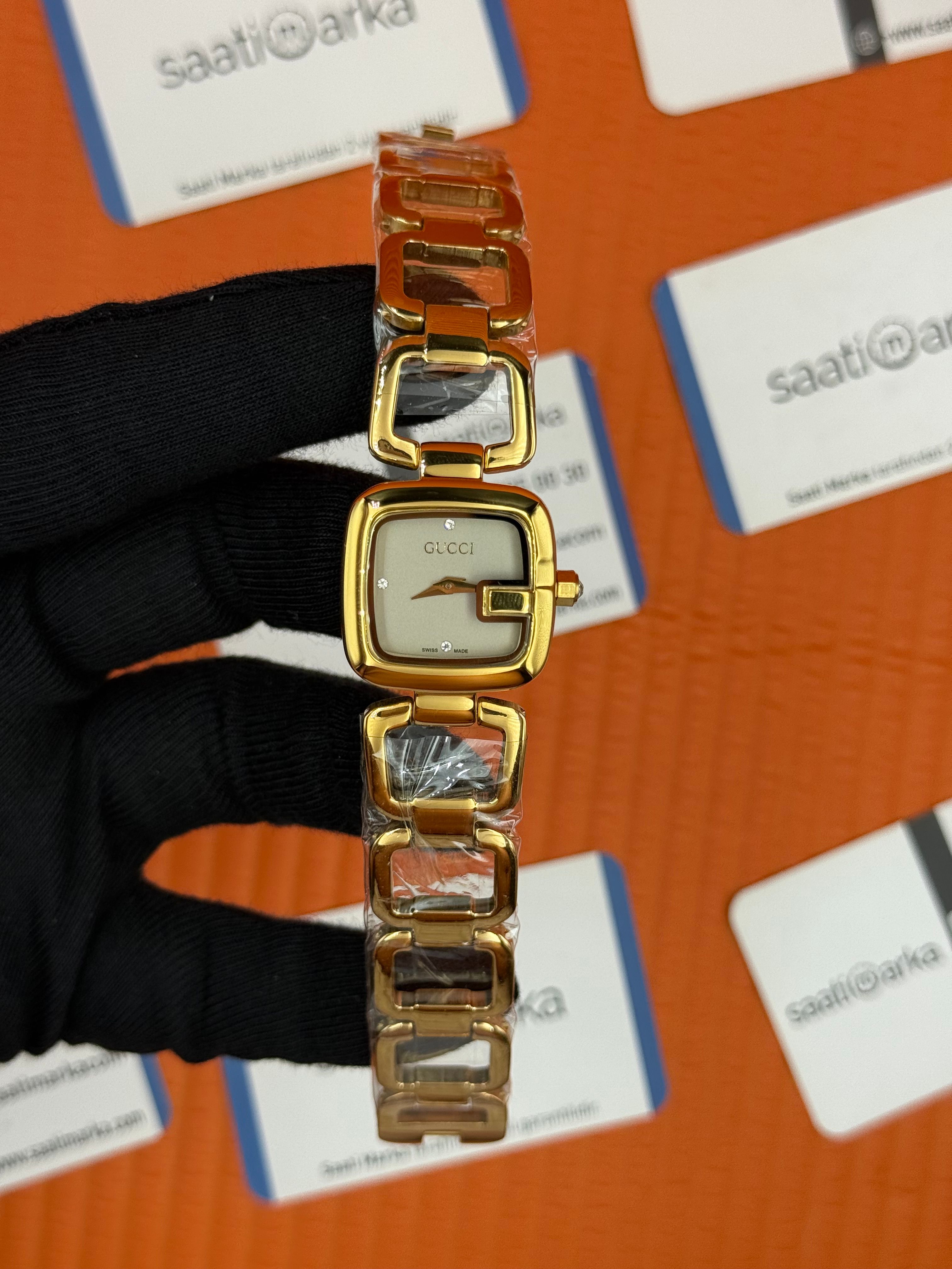 GUCCI YA1264041 gri kadran gold kasa kordon kadın kol saati