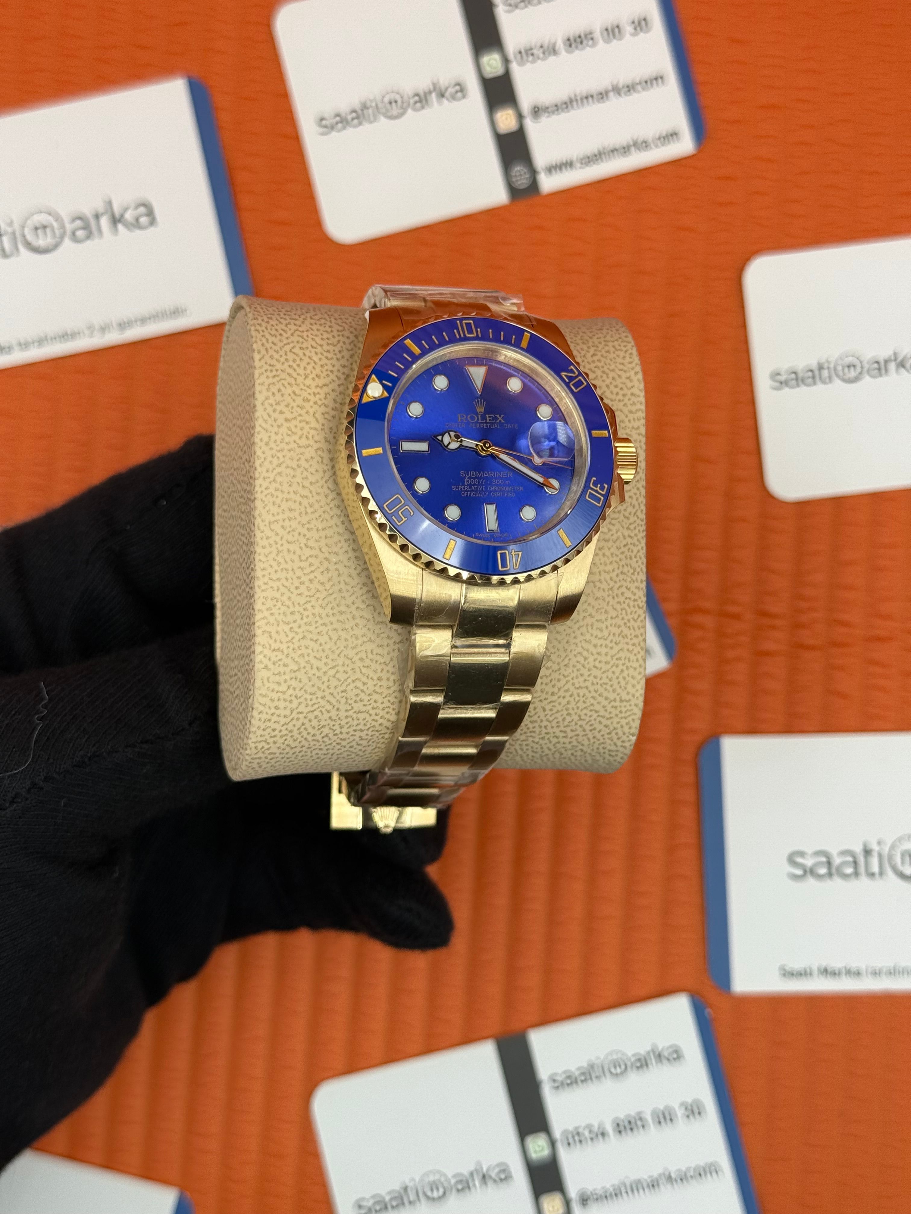 ROLEX Submariner oyster blue dial gold kasa-kordon