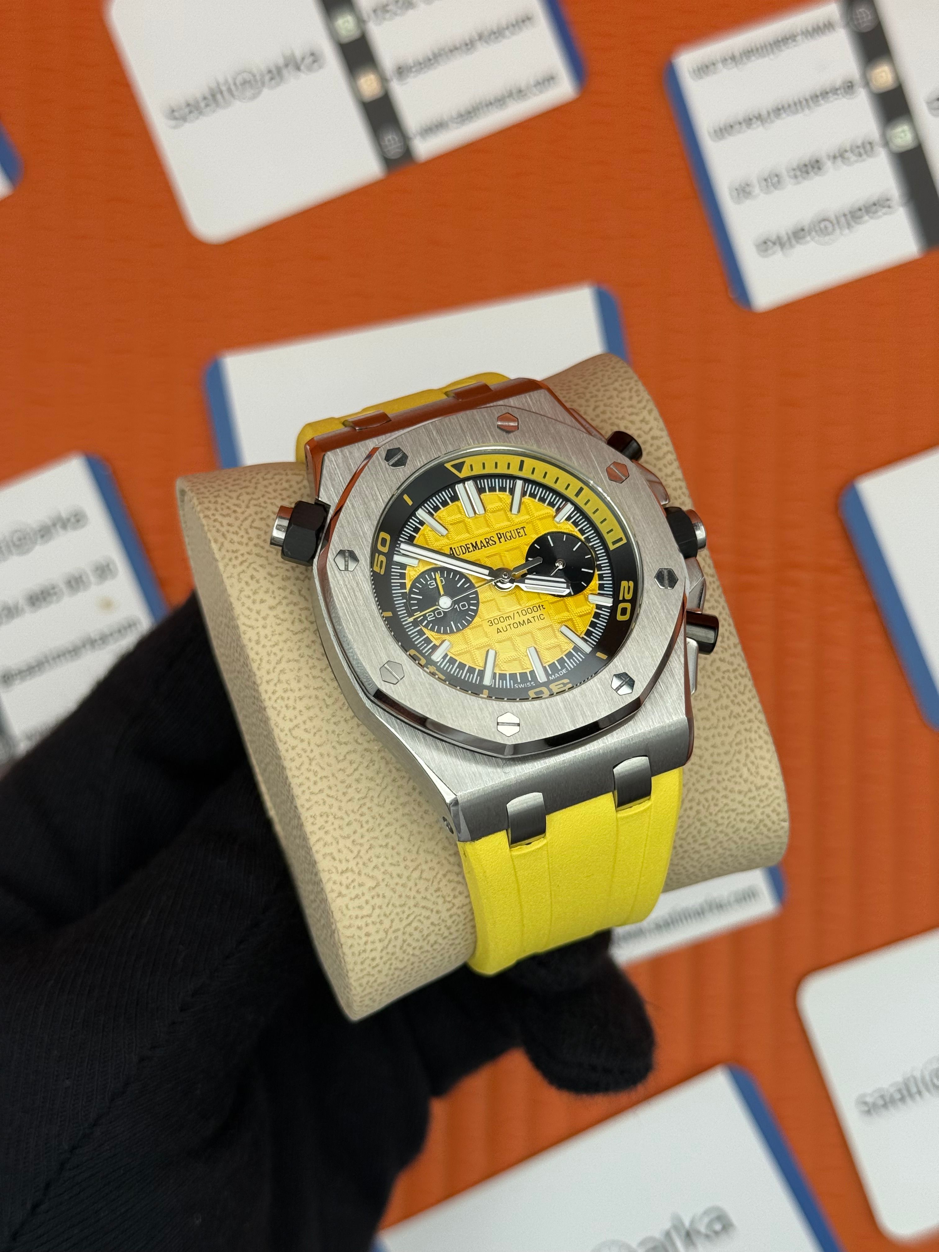 AUDEMARS PİGUET ROYAL OAK CHRONOGRAPH SARI KADRAN KAUÇUK SARI KORDON