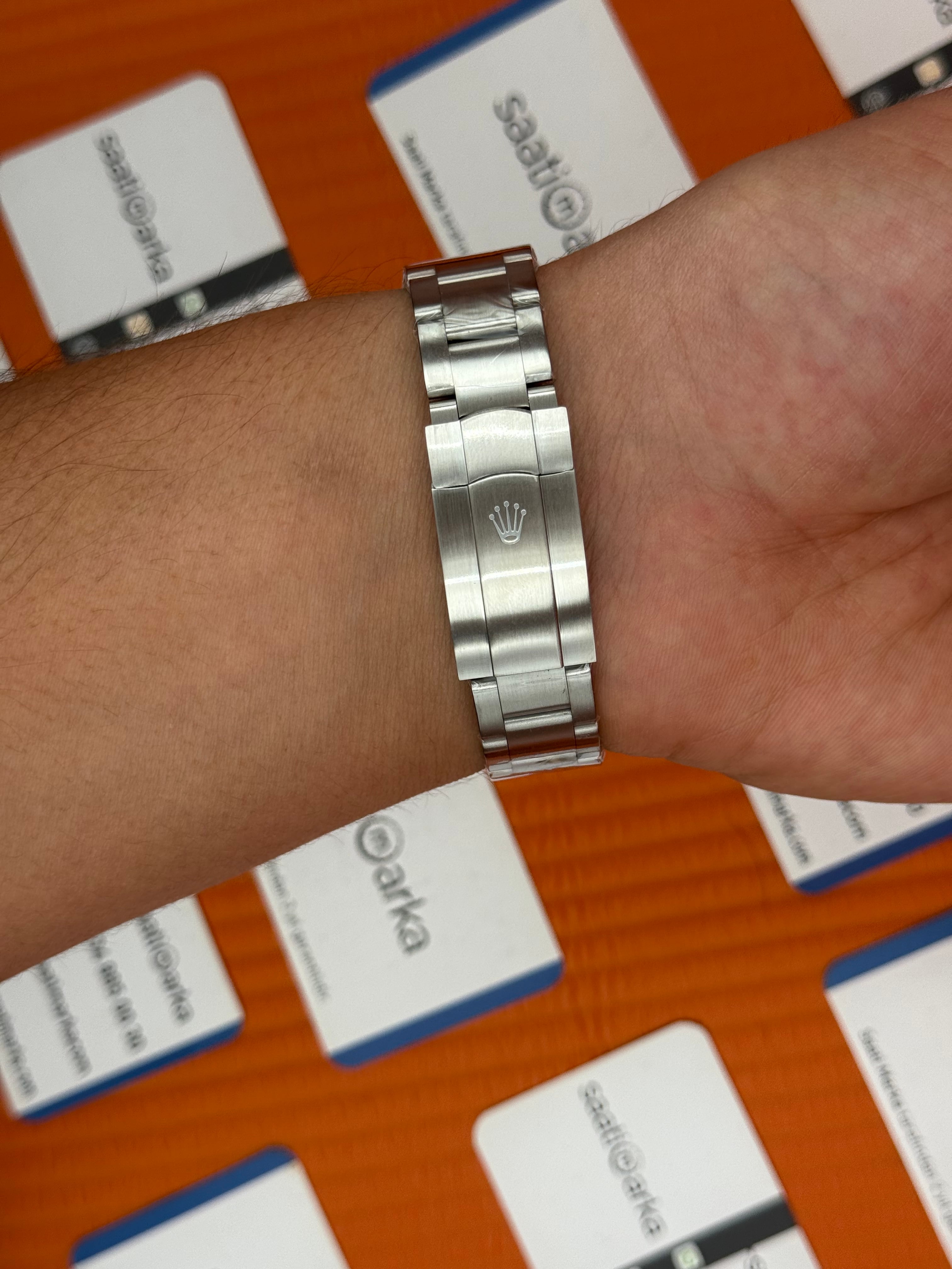 ROLEX oyster perpetual tiffany kadran silver kasa kordon erkek kol saati