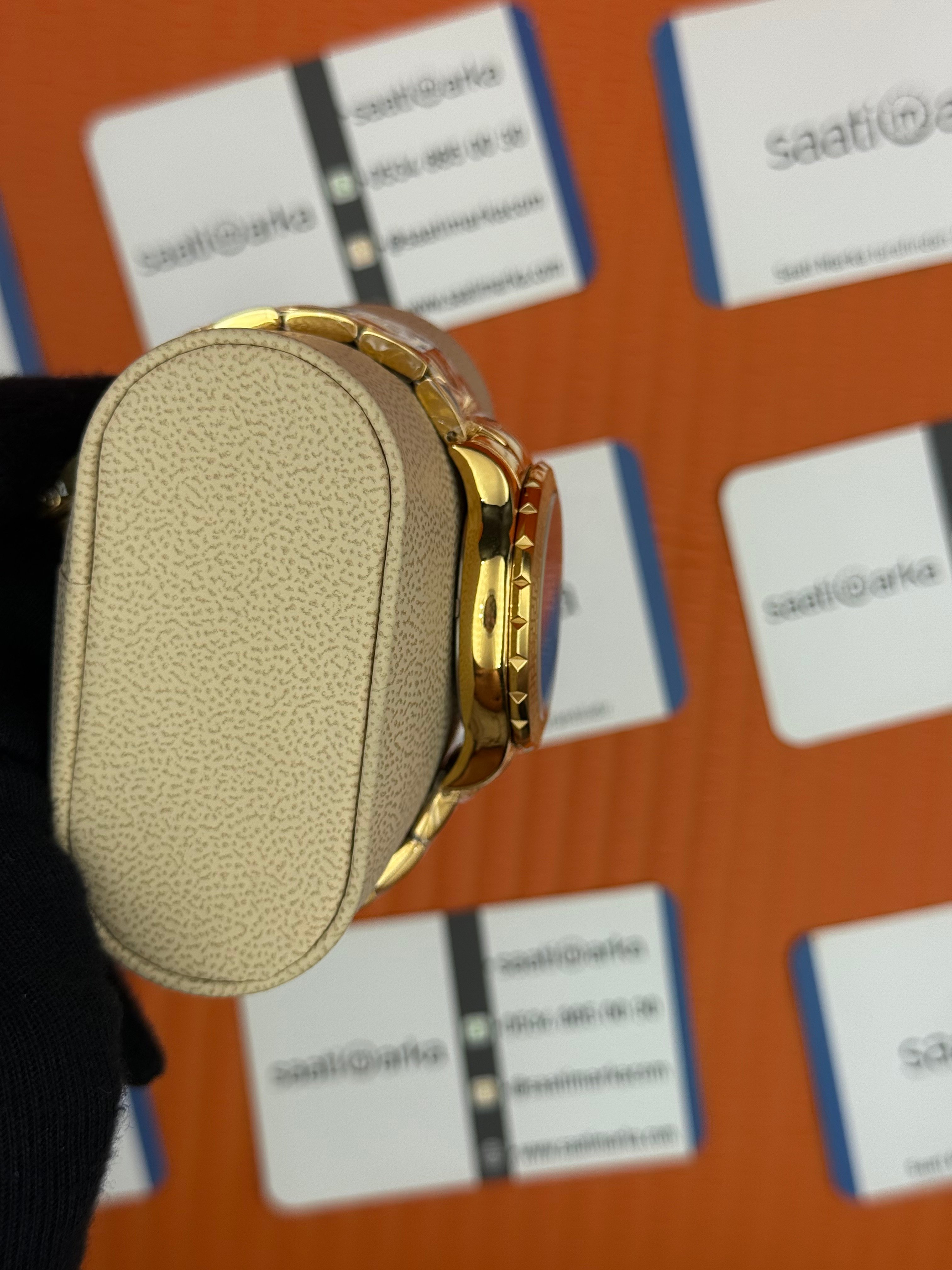 VERSACE mavi kadran gold kasa kordon kadın kol saati