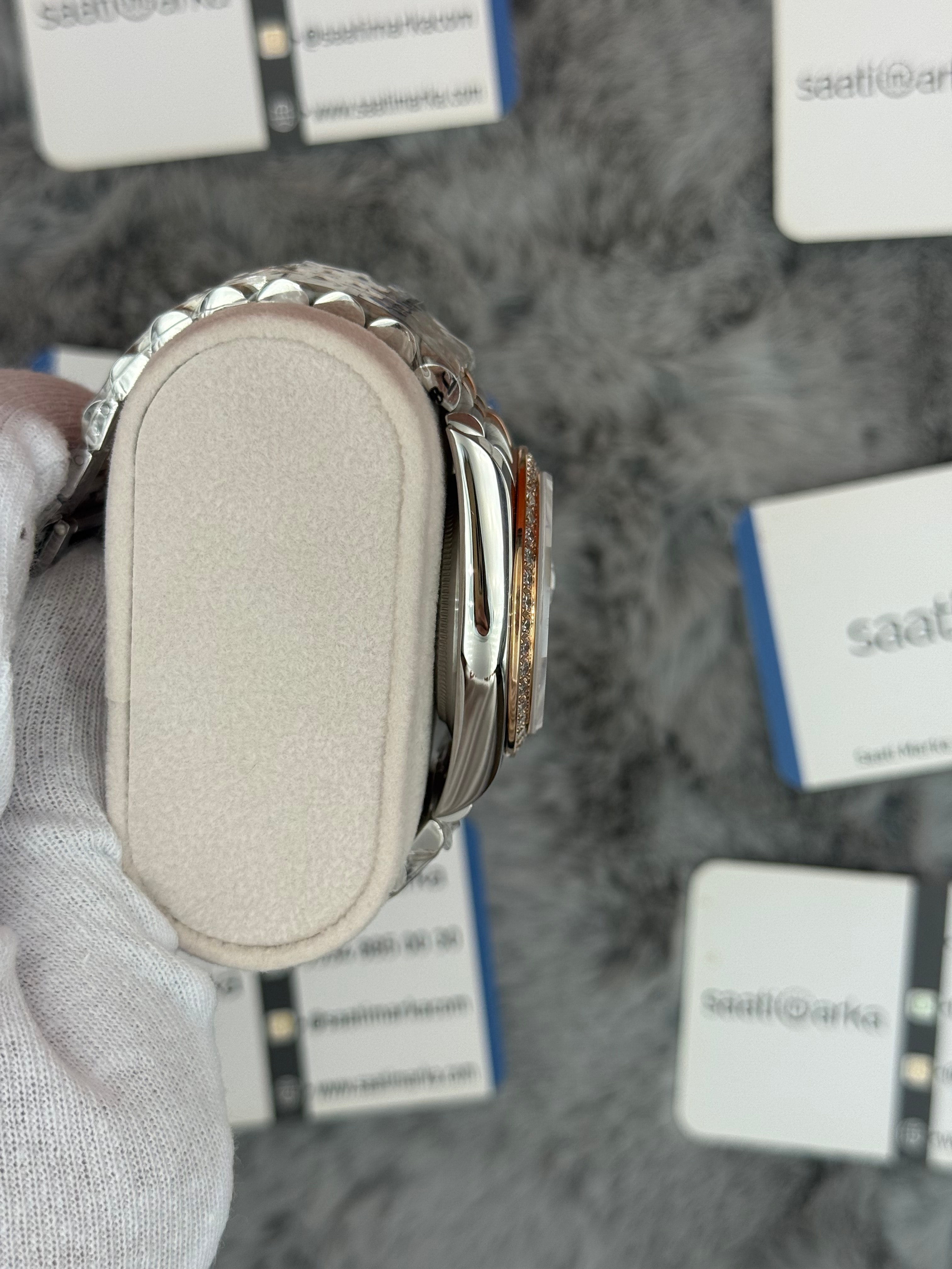 ROLEX Datejust 36mm siyah kadran taşlı bezel rose silver jubilee kordon