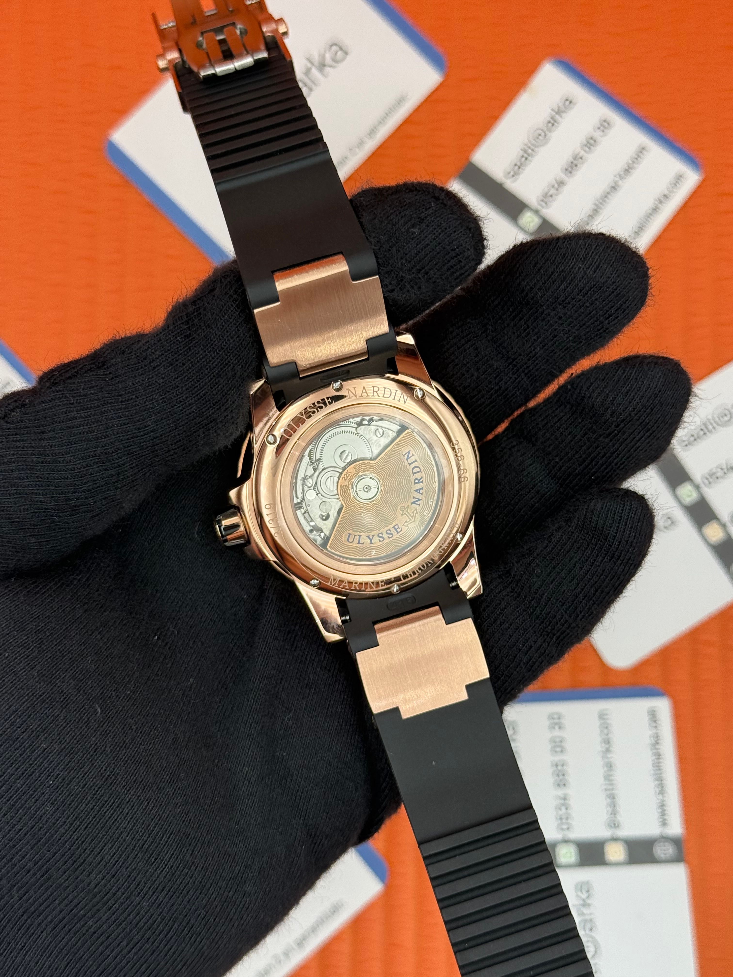 ULYSSE NARDİN CHRONOMETER MAXİ MARİNER SİYAH KORDON ROSE KADRAN 