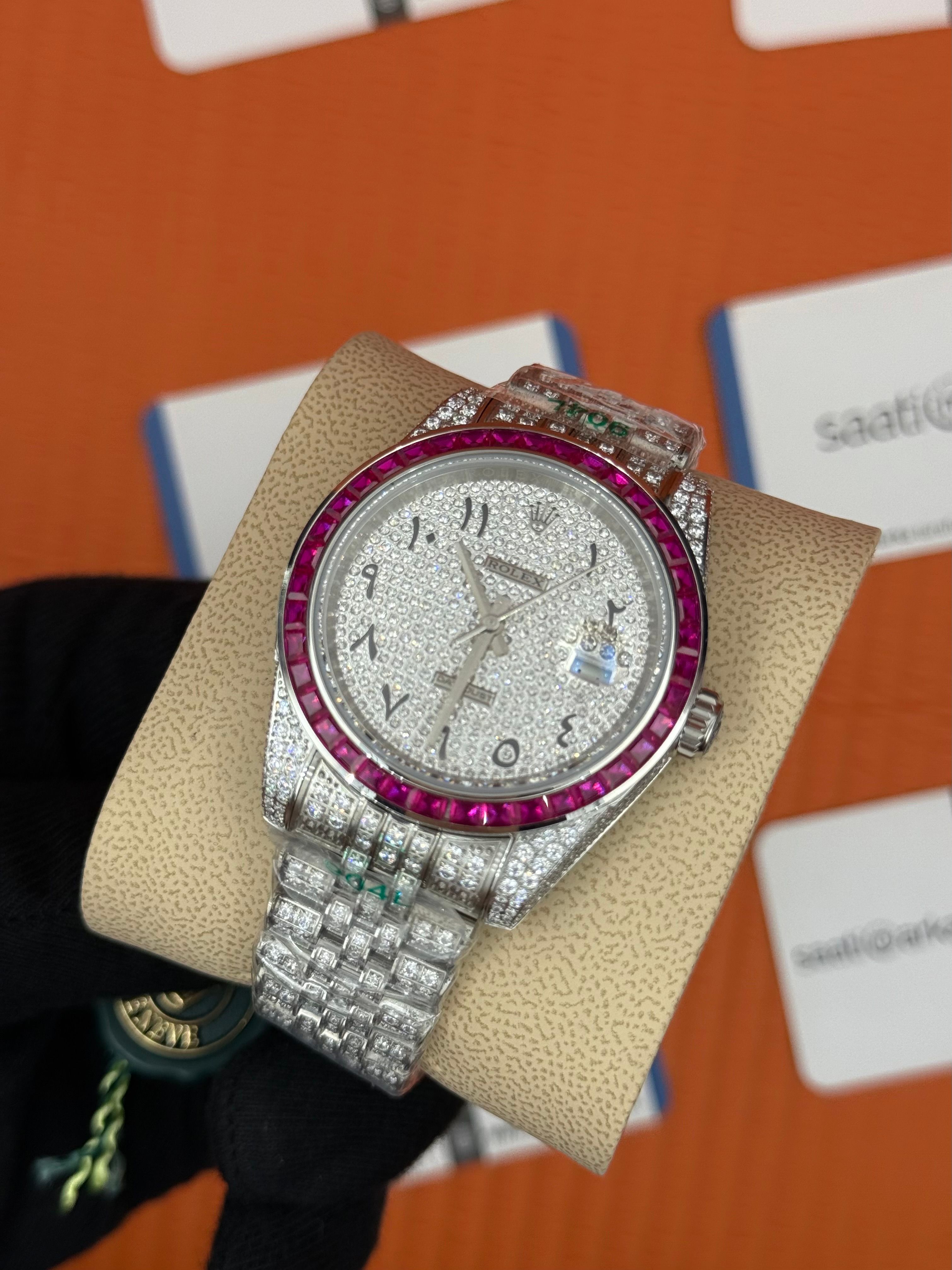 ROLEX Datejust arabic dial full diamond 41mm silver