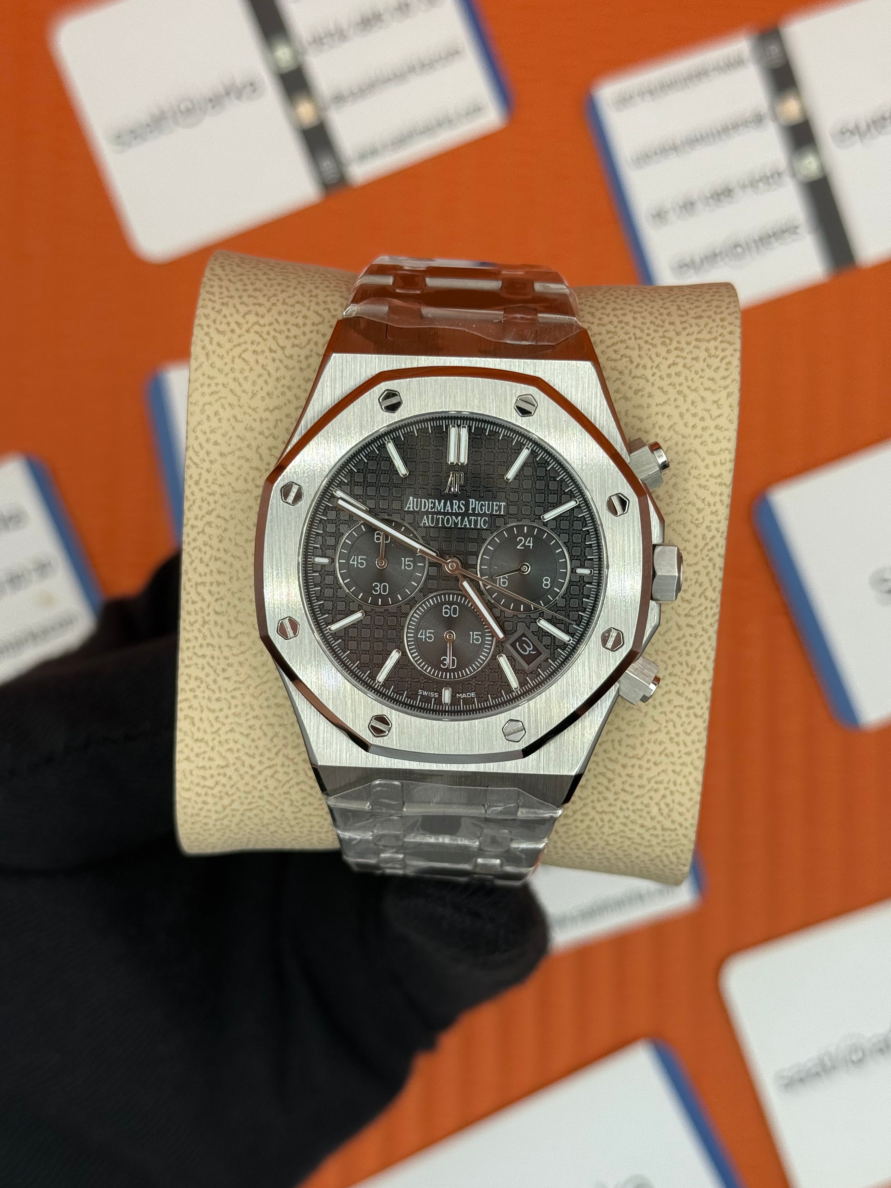 AUDEMARS PİGUET ROYAL OAK CHRONOGRAPH SİYAH KADRAN SİLVER KASA-KORDON