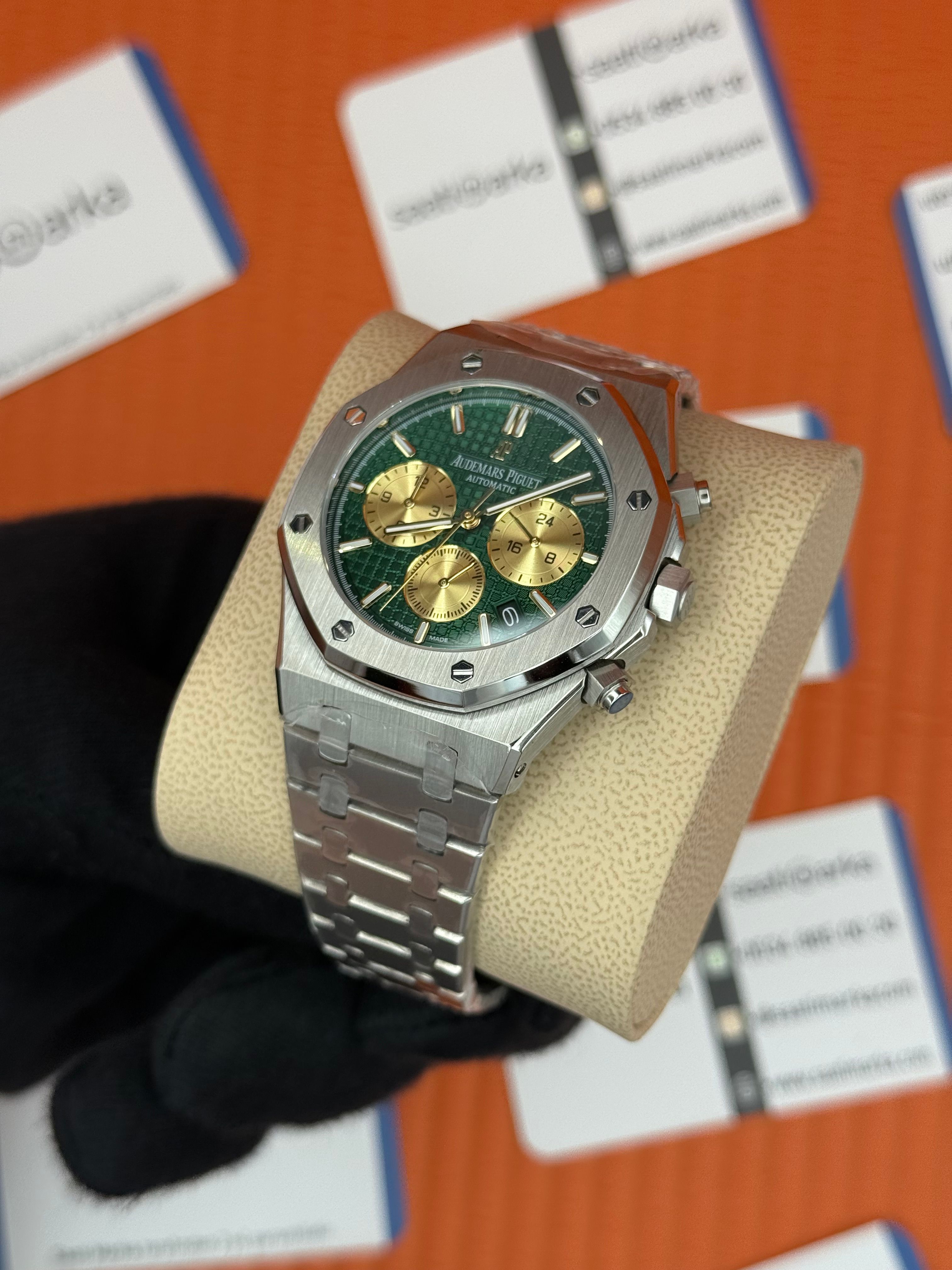 AUDEMARS PİGUET ROYAL OAK CHRONOGRAPH YEŞİL SARI KADRAN SİLVER KASA-KORDON