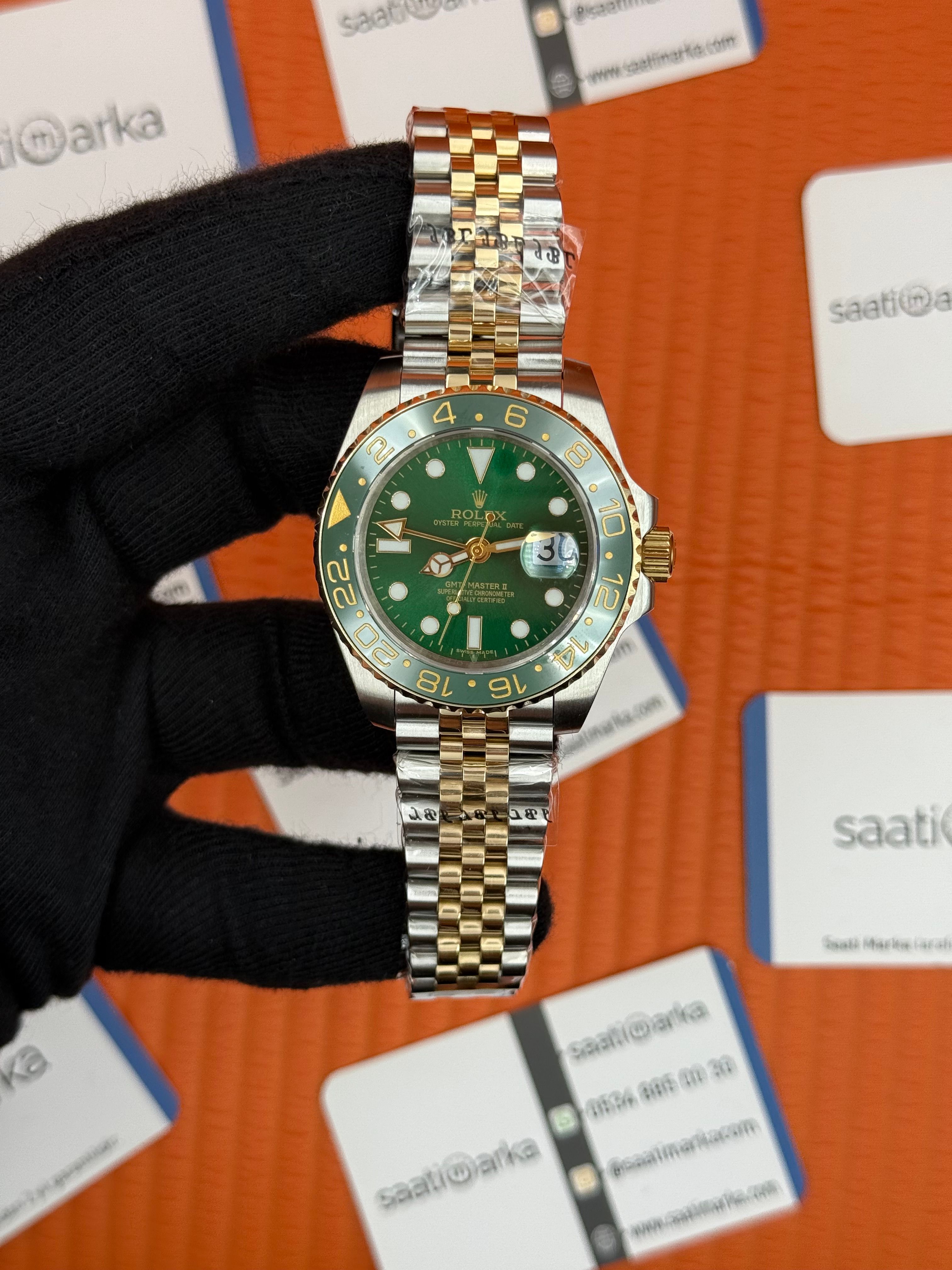 ROLEX Gmt Master green dial jubilee gold silver kordon 40mm 