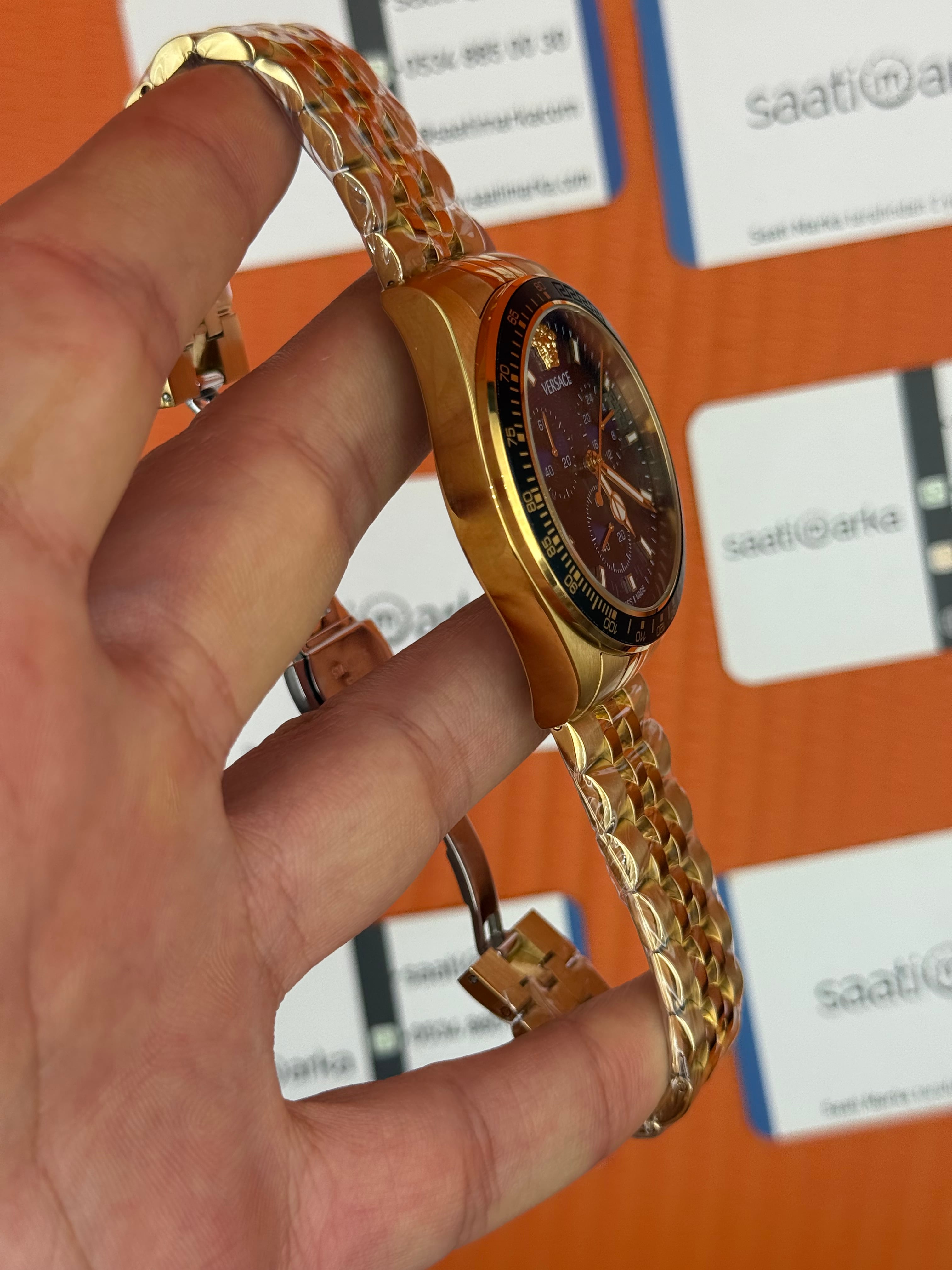 VERSACE lacivert kadran gold kasa kordon jubilee erkek kol saati