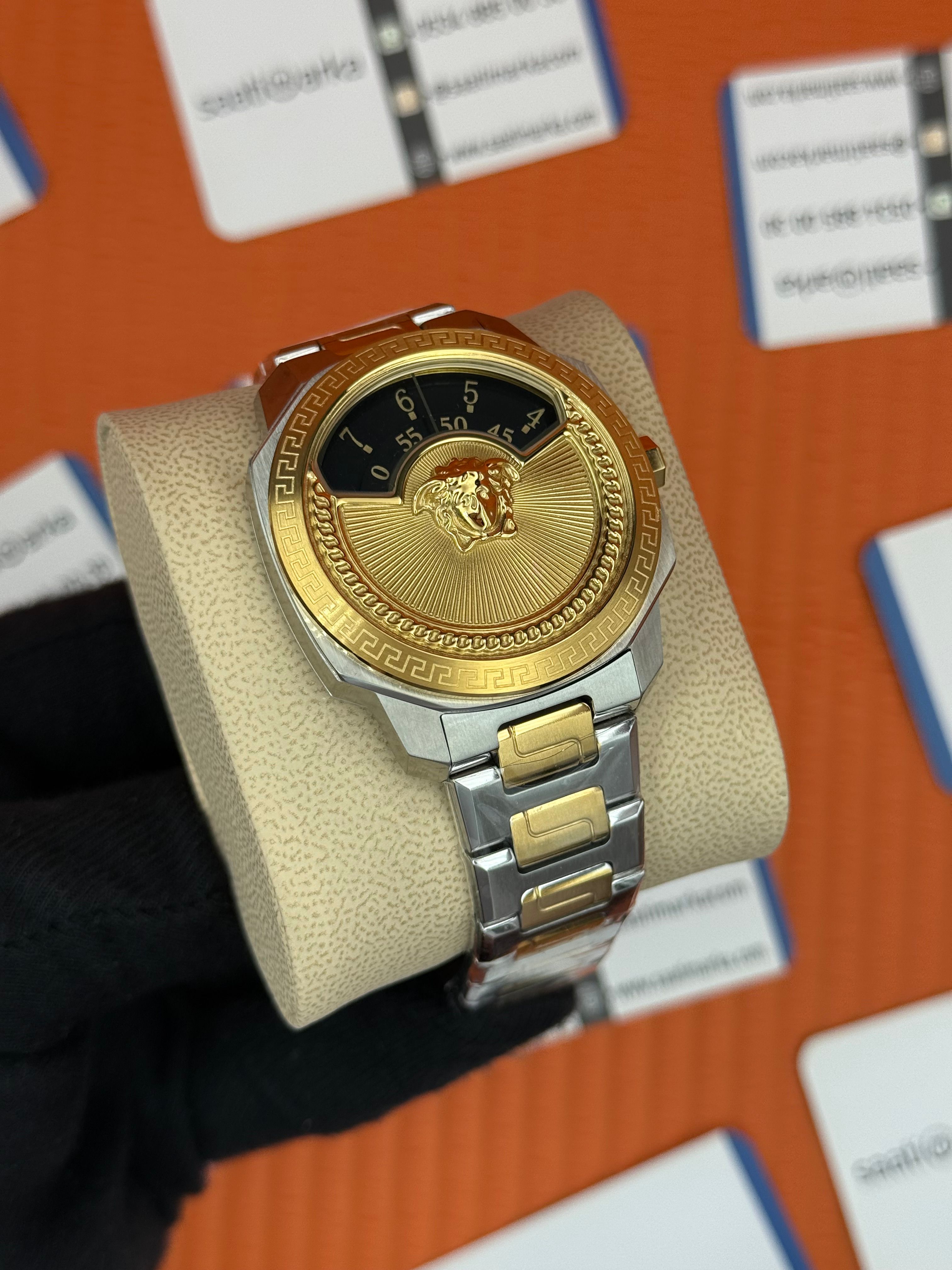 VERSACE ERKEK KOL SAATİ SİYAH KADRAN GOLD SİLVER KASA KORDON 