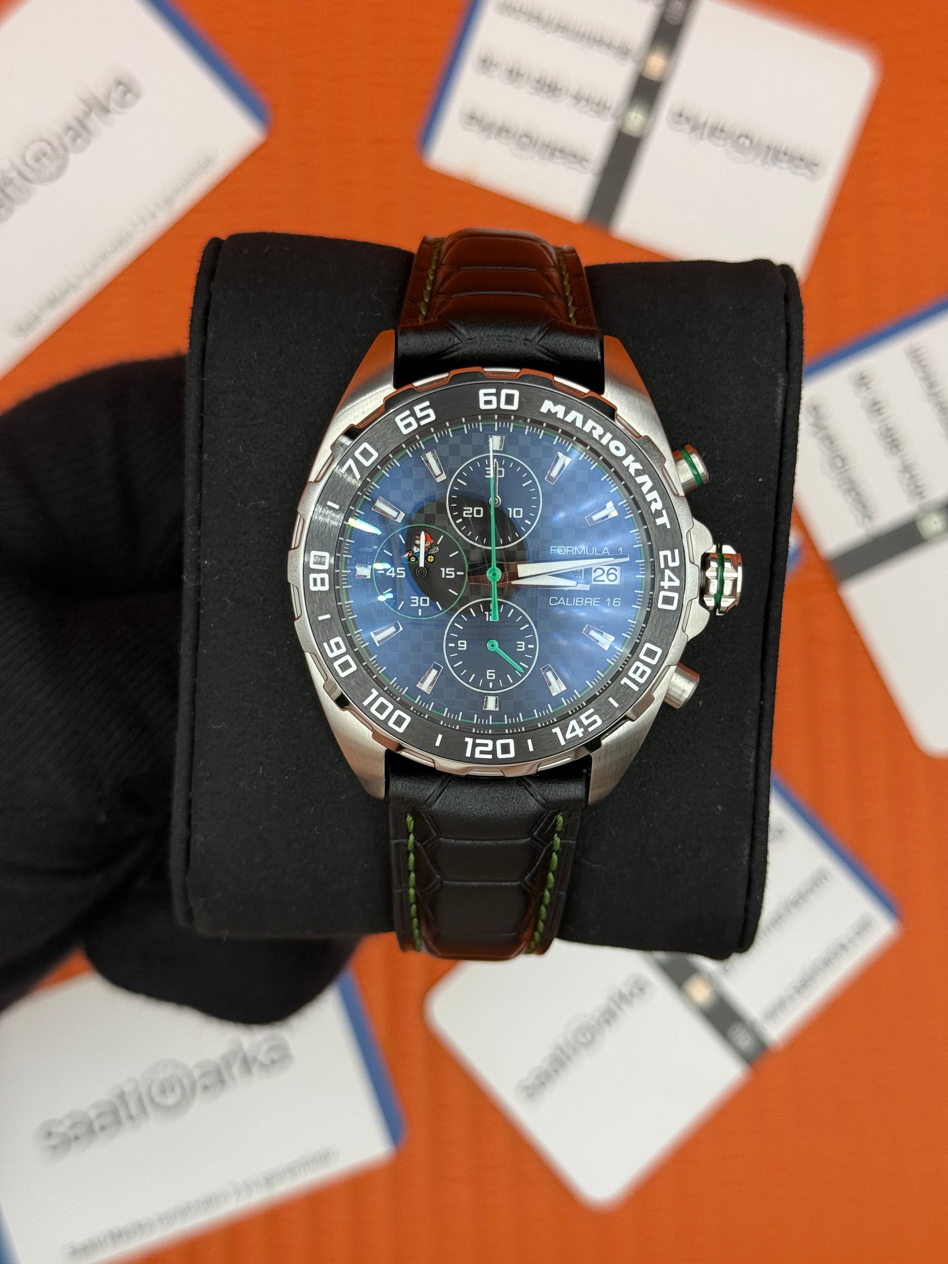 TAGHEUER FORMULA SİYAH DERİ KORDON  SİYAH YEŞİL DETAYLI KADRAN 
