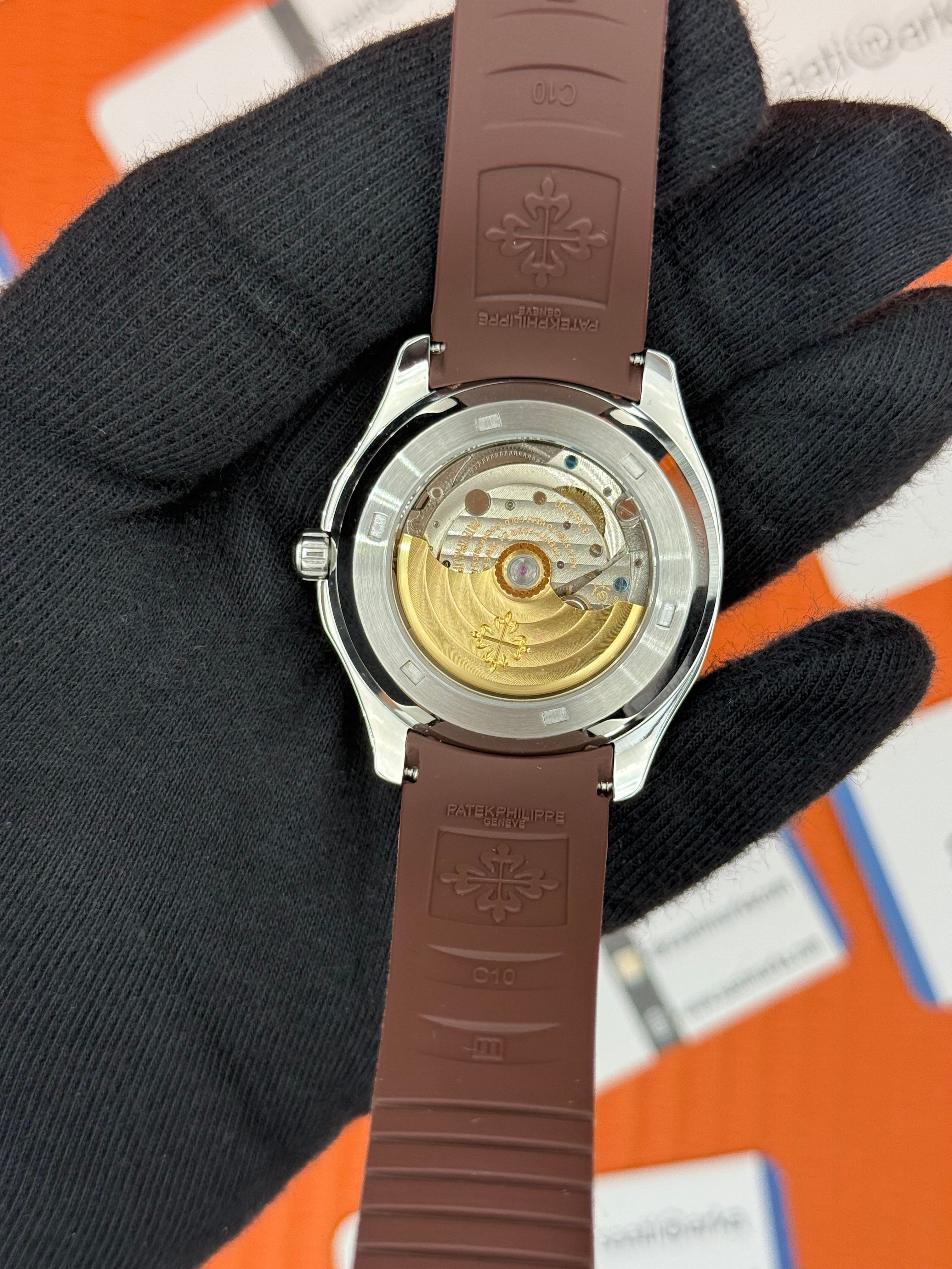 PATEK PHILIPPE AQUANAUT GRİ KADRAN SİLVER KASA KAHVERENGİ KAUÇUK KORDON 