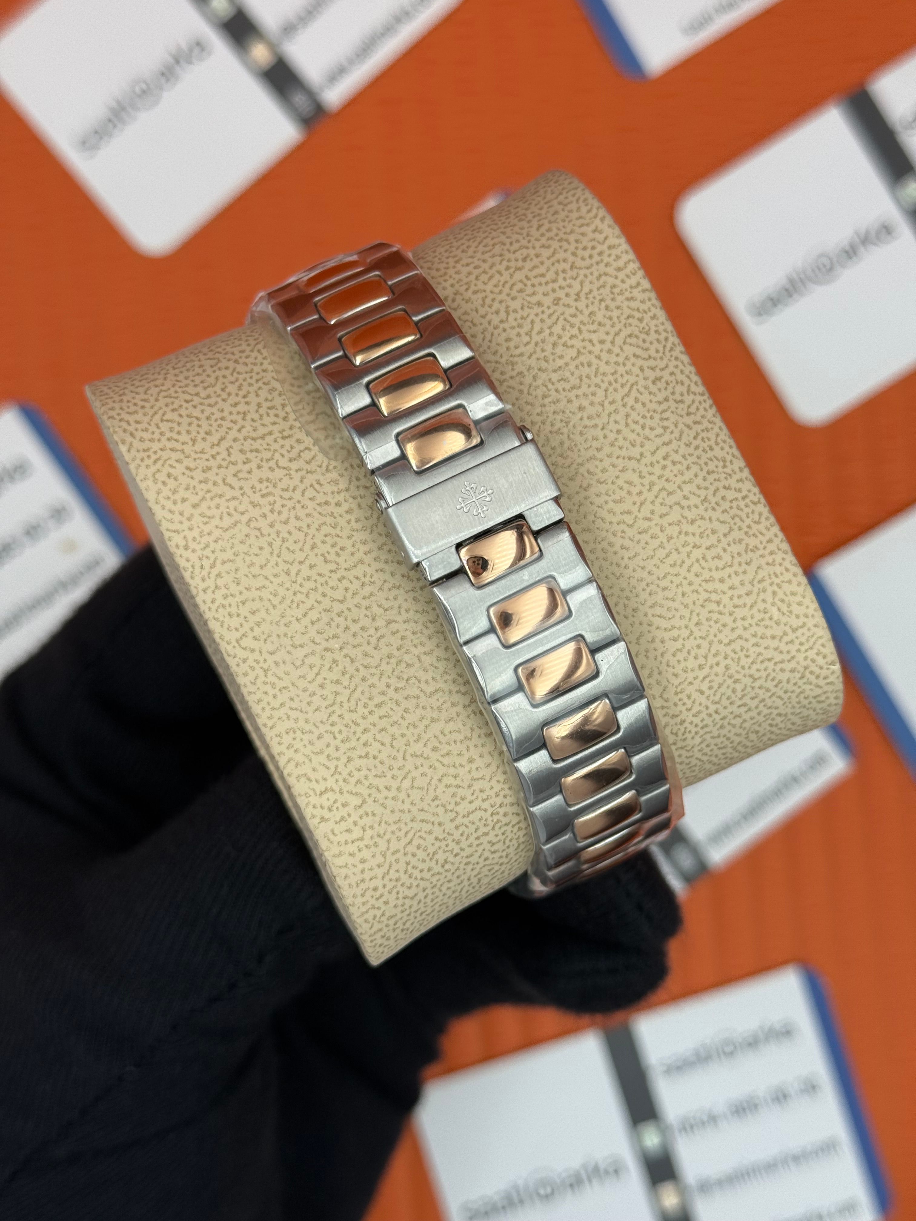 PATEK PHILIPPE nautilus siyah kadran rose silver kasa kordon
