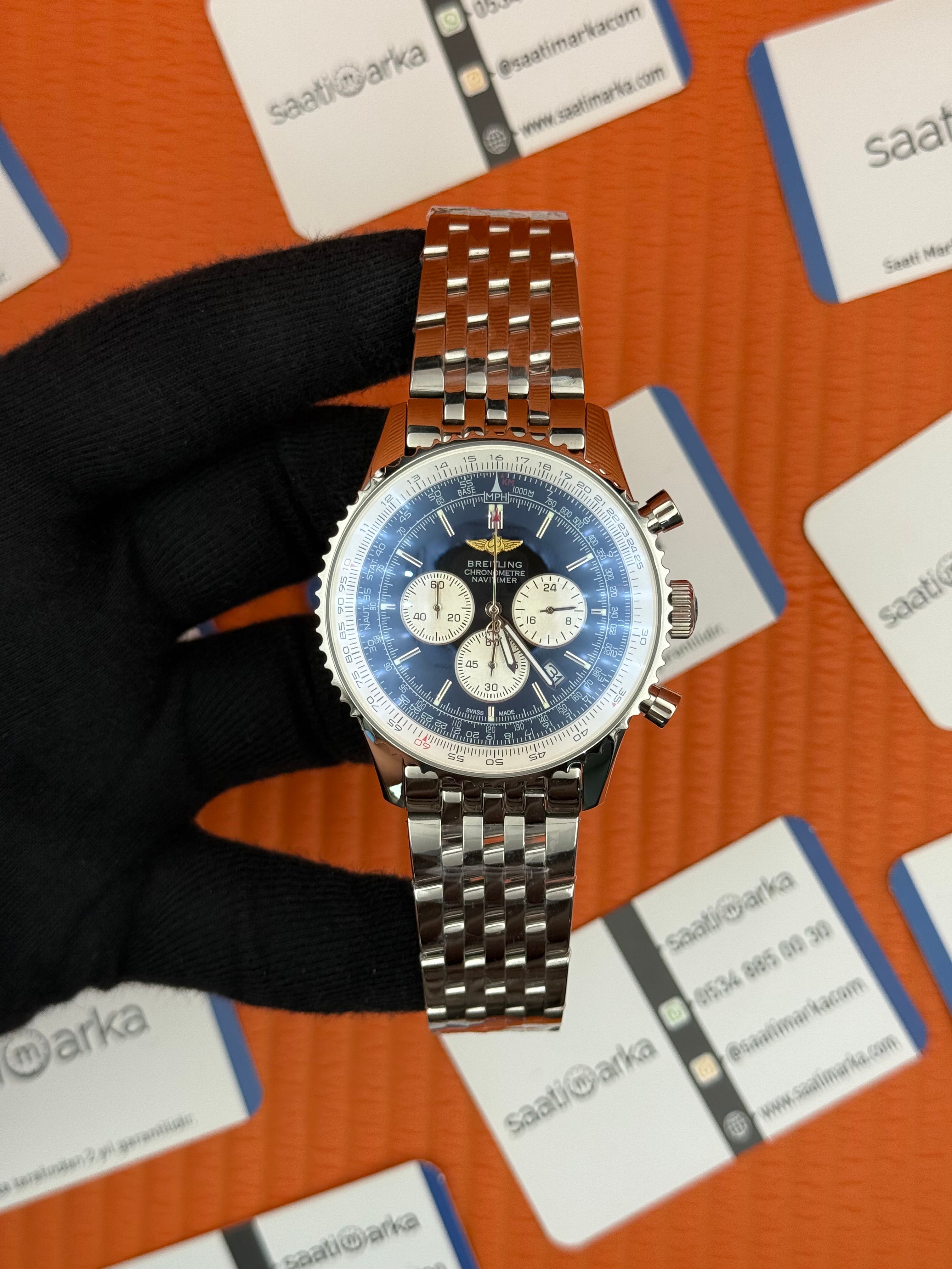 BREITLING Navitimer siyah kadran çelik kasa-kordon