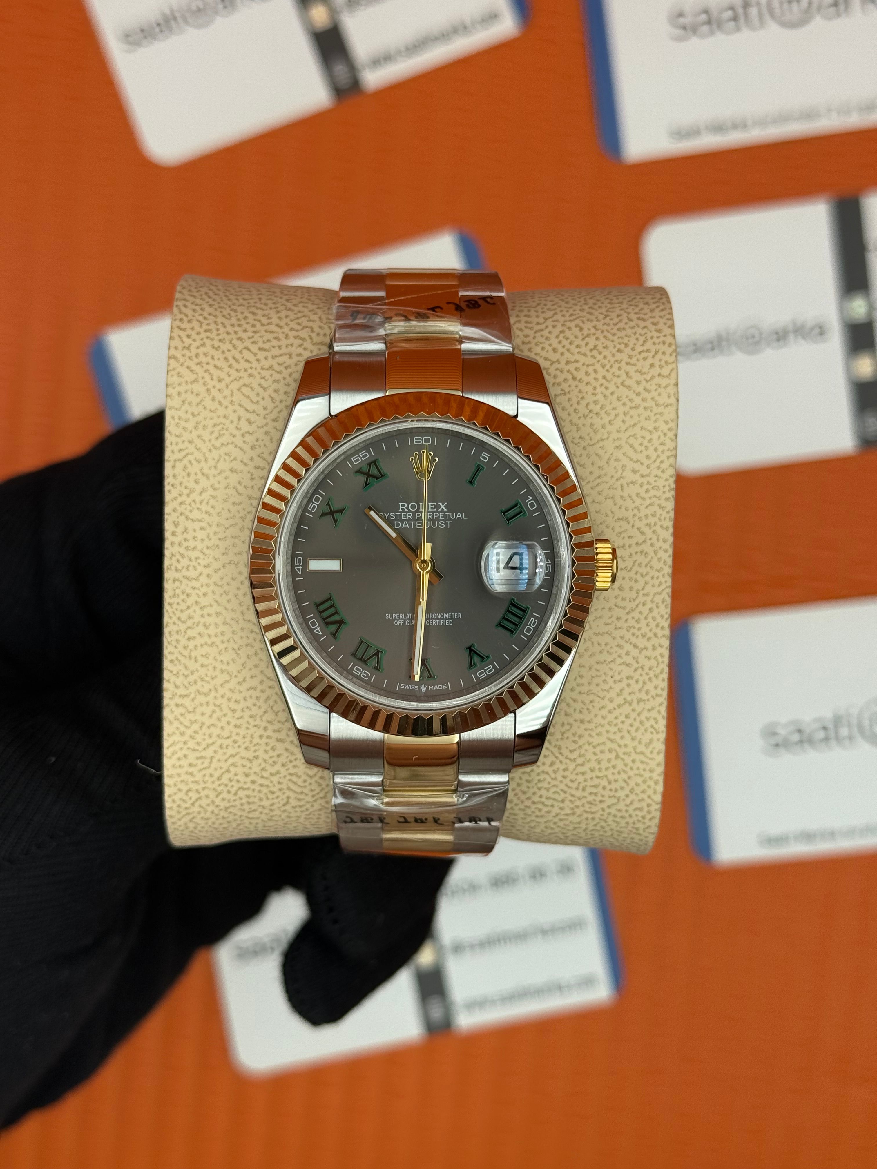 ROLEX Datejust WİMBLEDON gray dial roma rakamlı gold silver kasa-kordon oyster