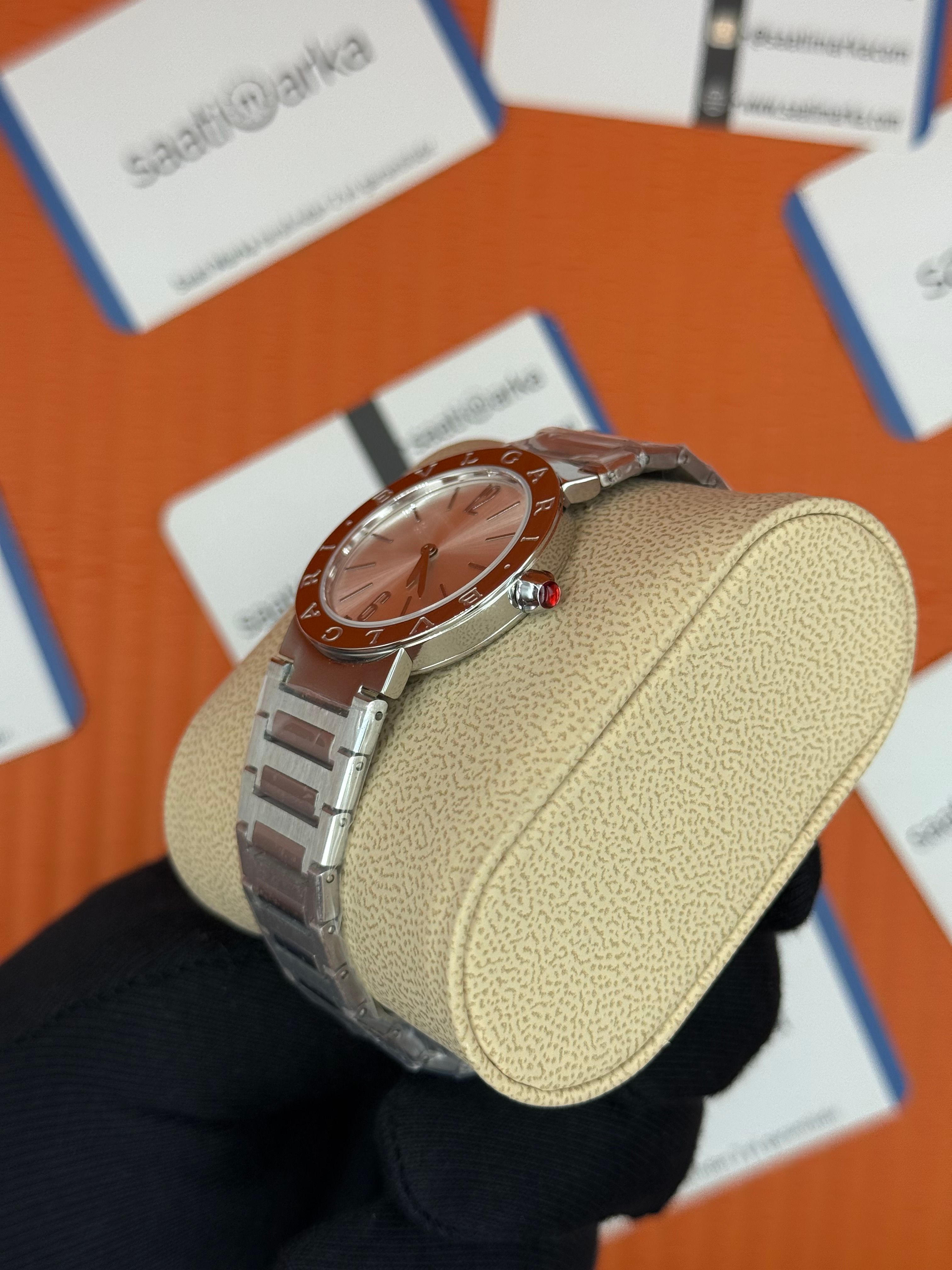BVLGARI beyaz kadran silver kasa kordon kadın kol saati