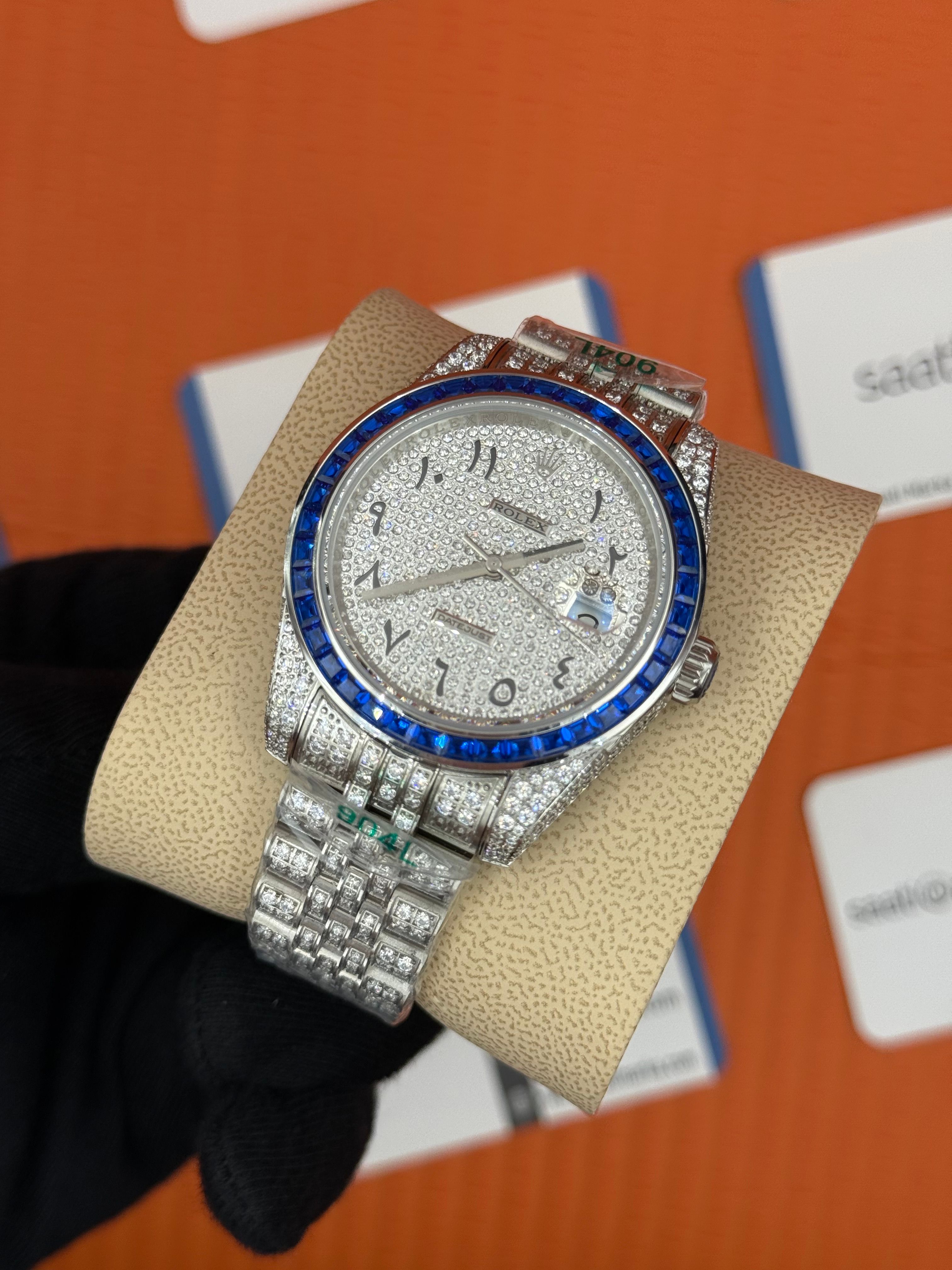 ROLEX Datejust arabic dial full diamond 41mm silver
