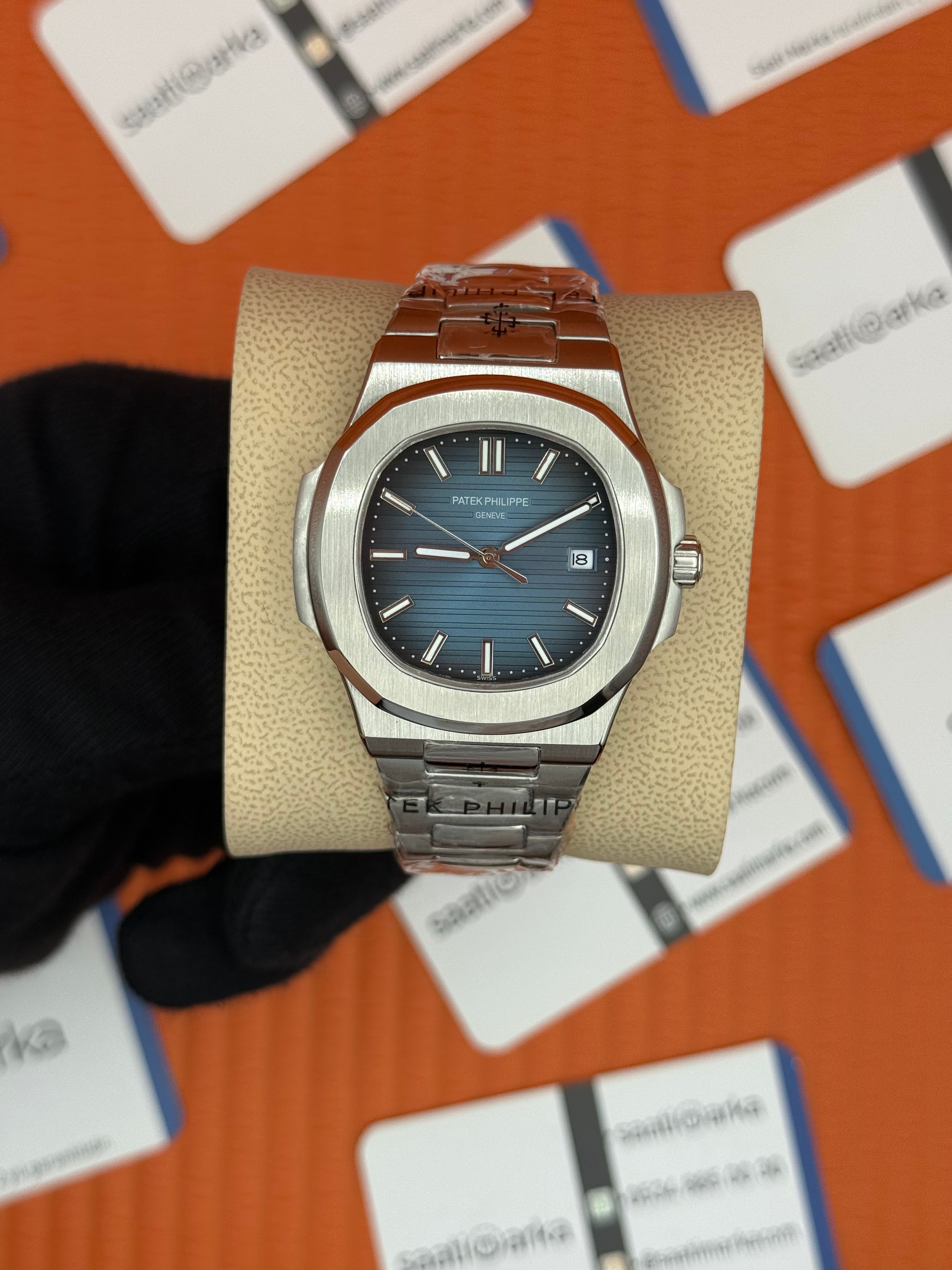 PATEK PHILIPPE NAUTİLUS MAVİ KADRAN SİLVER KASA-KORDON