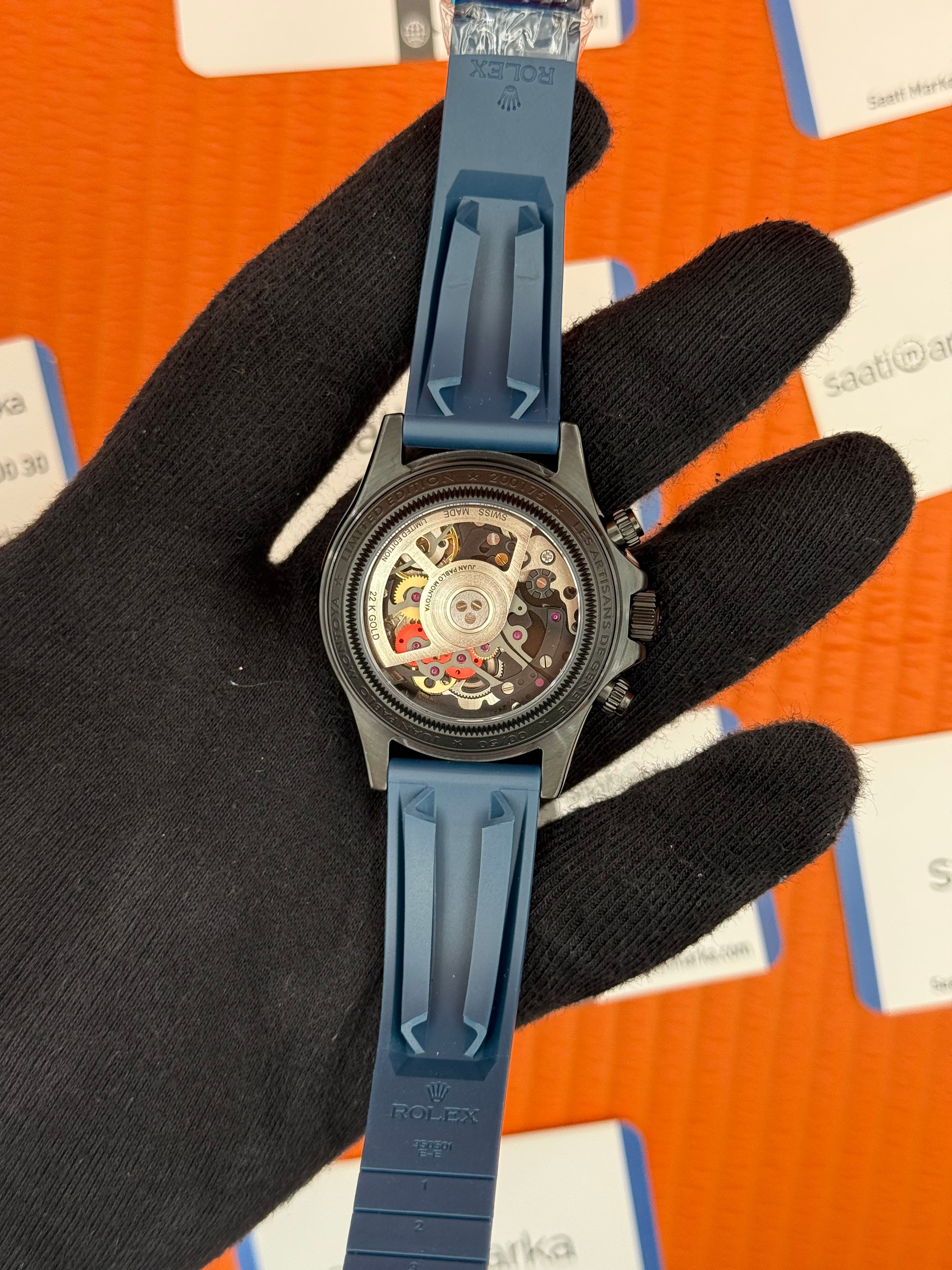 ROLEX Daytona juan pablo montoya lacivert kauçuk kordon siyah kasa