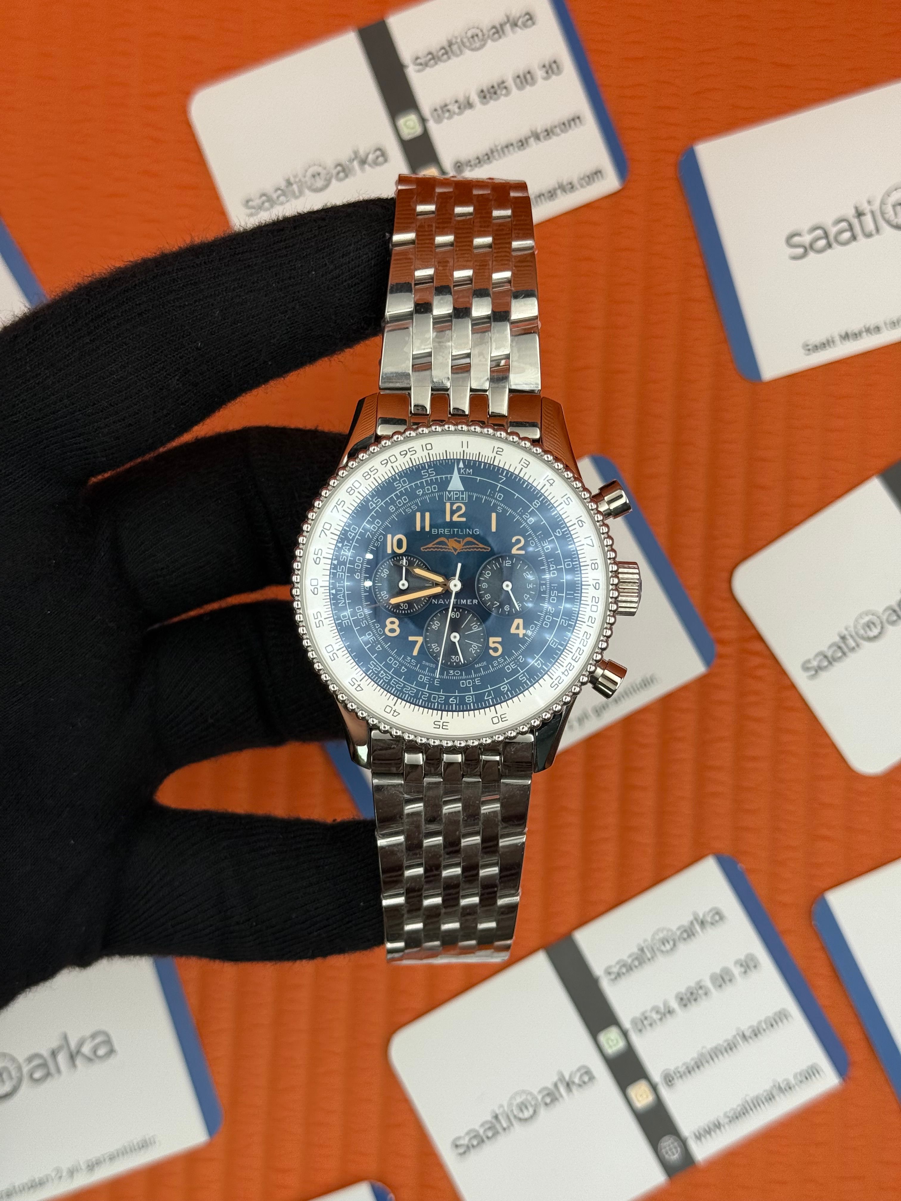 BREITLING Navitimer lacivert kadran silver kasa-kordon