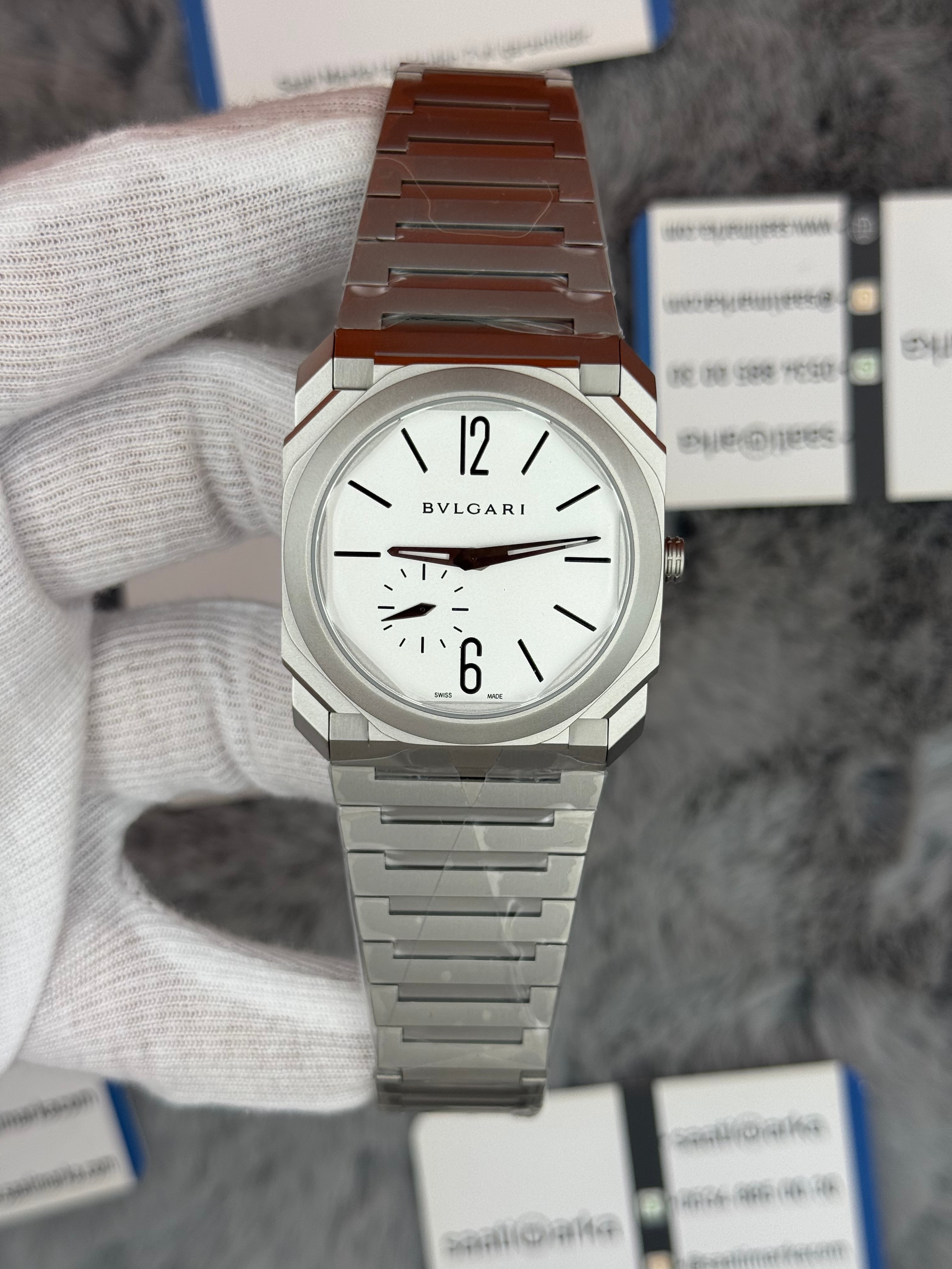 BVLGARİ octo 40mm beyaz kadran silver kasa kordon erkek kol saati