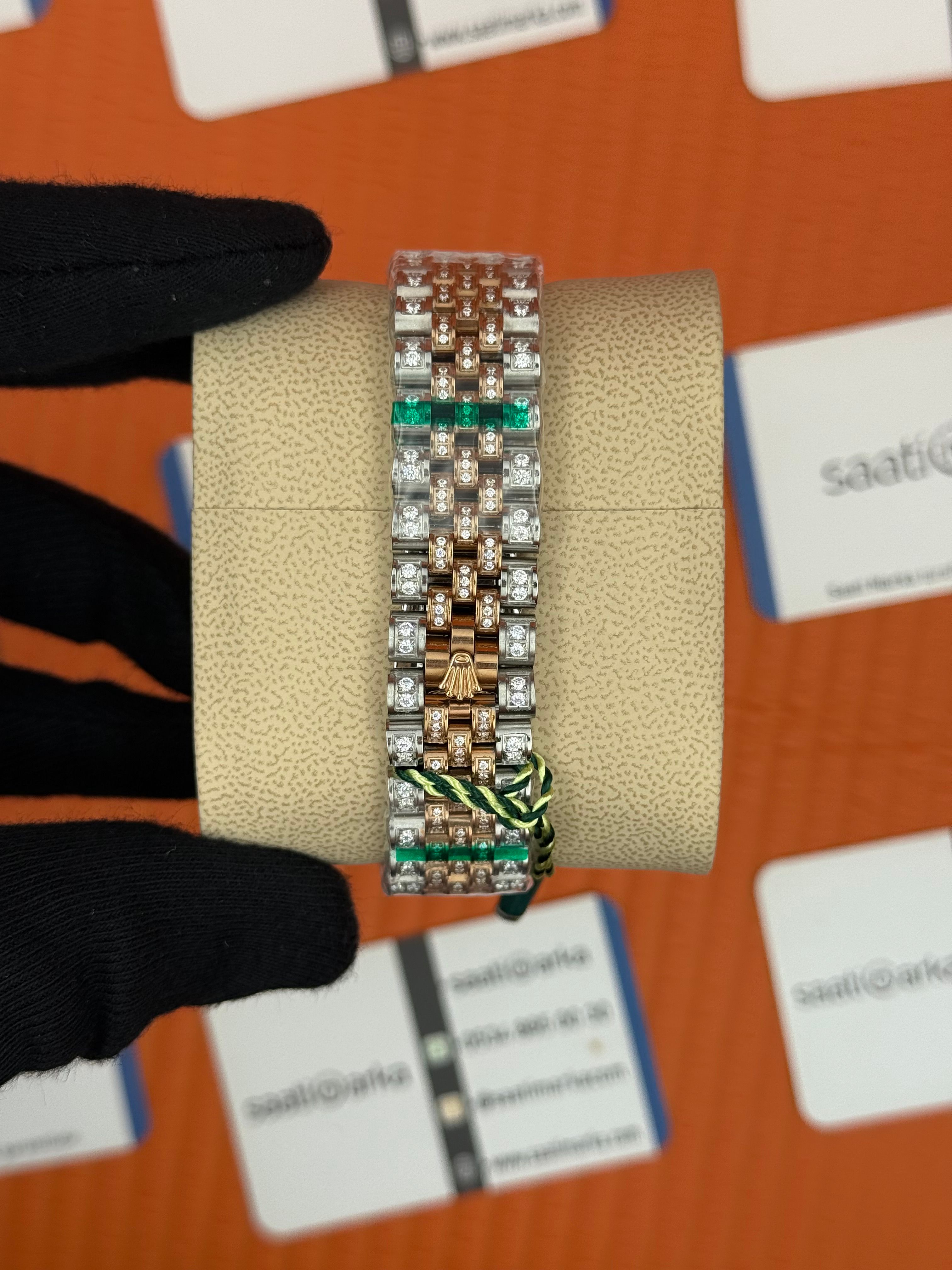 ROLEX datejust arabic dial full diamond 41mm rose silver 