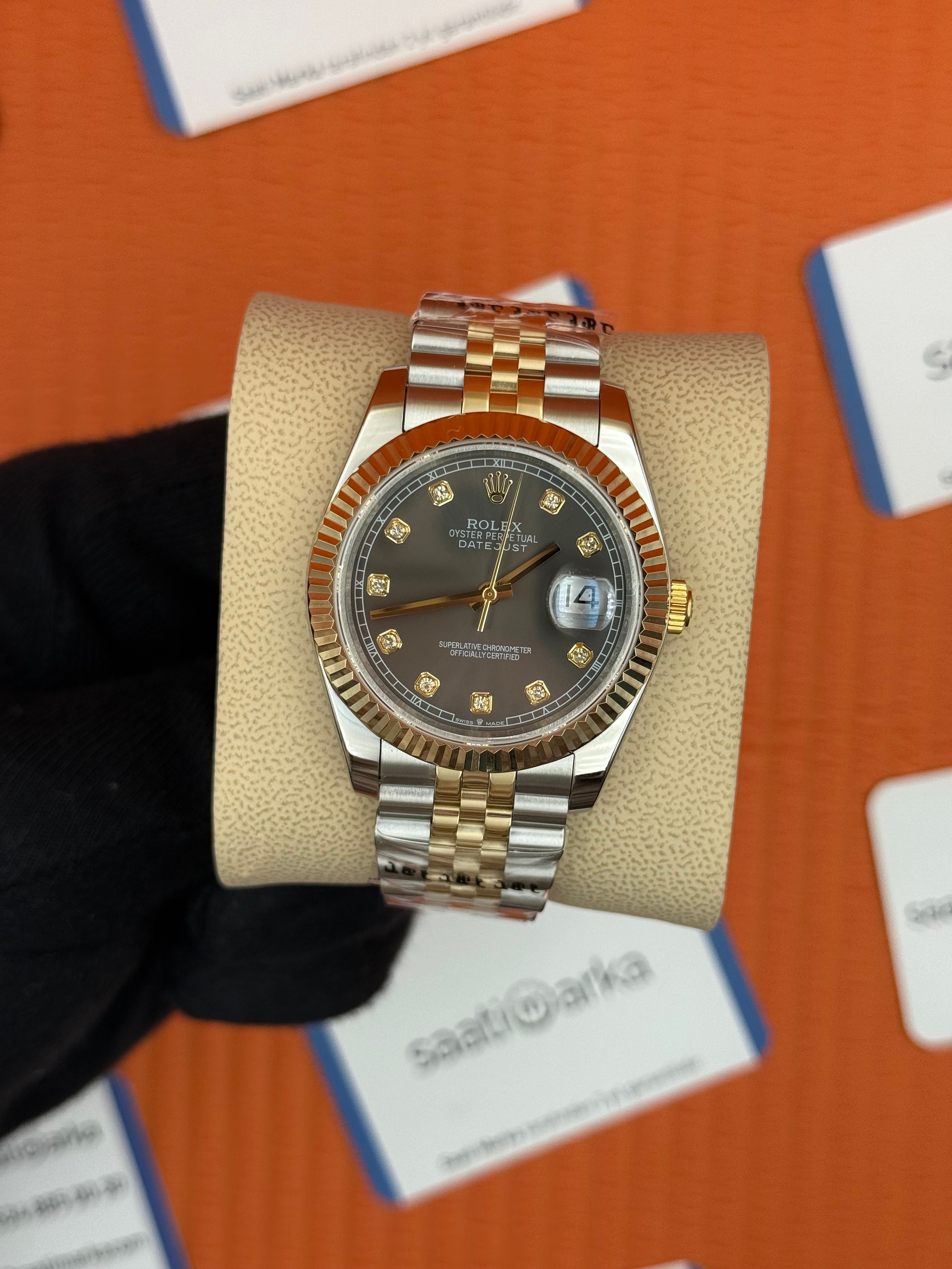 ROLEX Datejust baget taşlı grey dial gold-silver jubilee kordon
