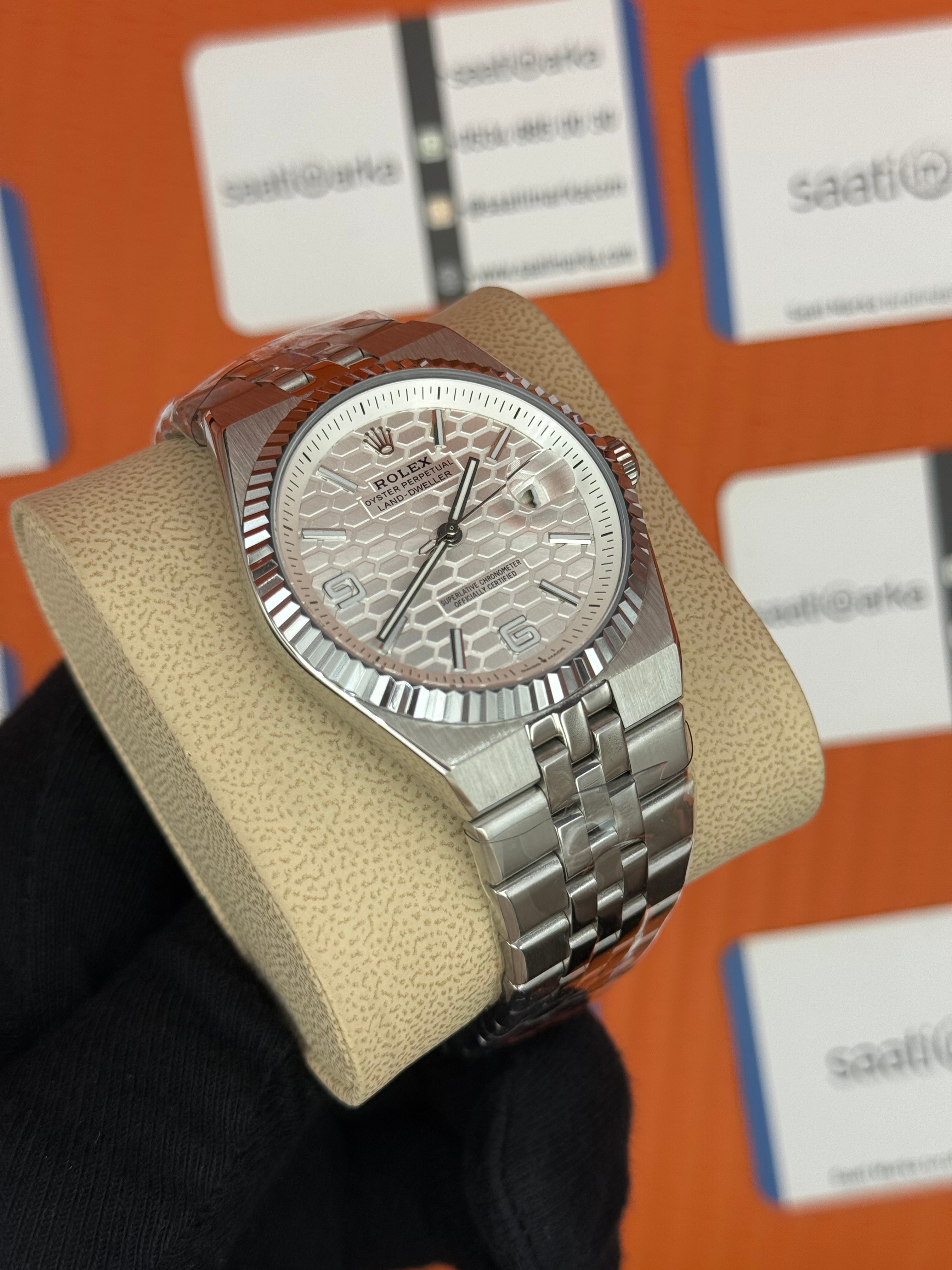 ROLEX land dweller 40mm beyaz kadran silver kasa kordon oystersteel erkek kol saati