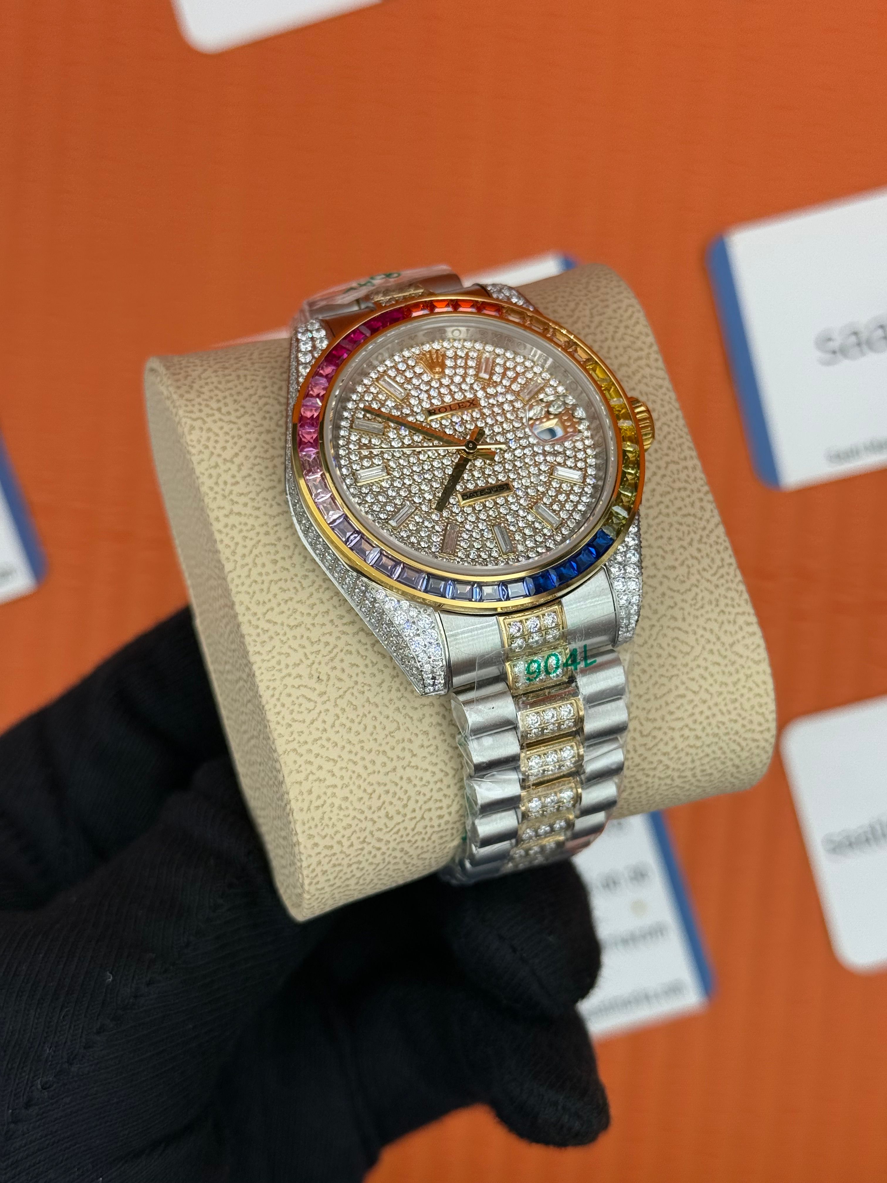 ROLEX Datejust taşlı kasa kordon gold silver 