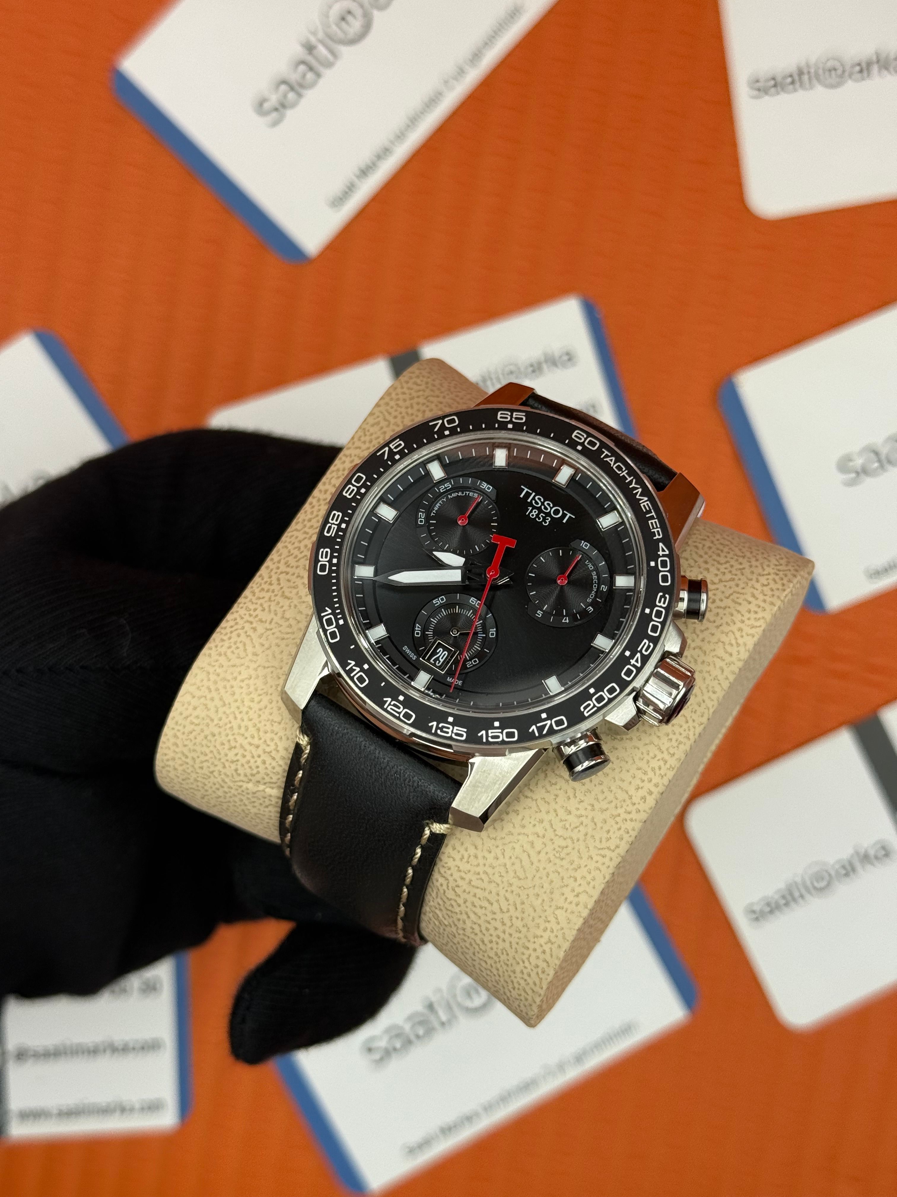 TISSOT siyah deri kordon silver kasa siyah kadran 