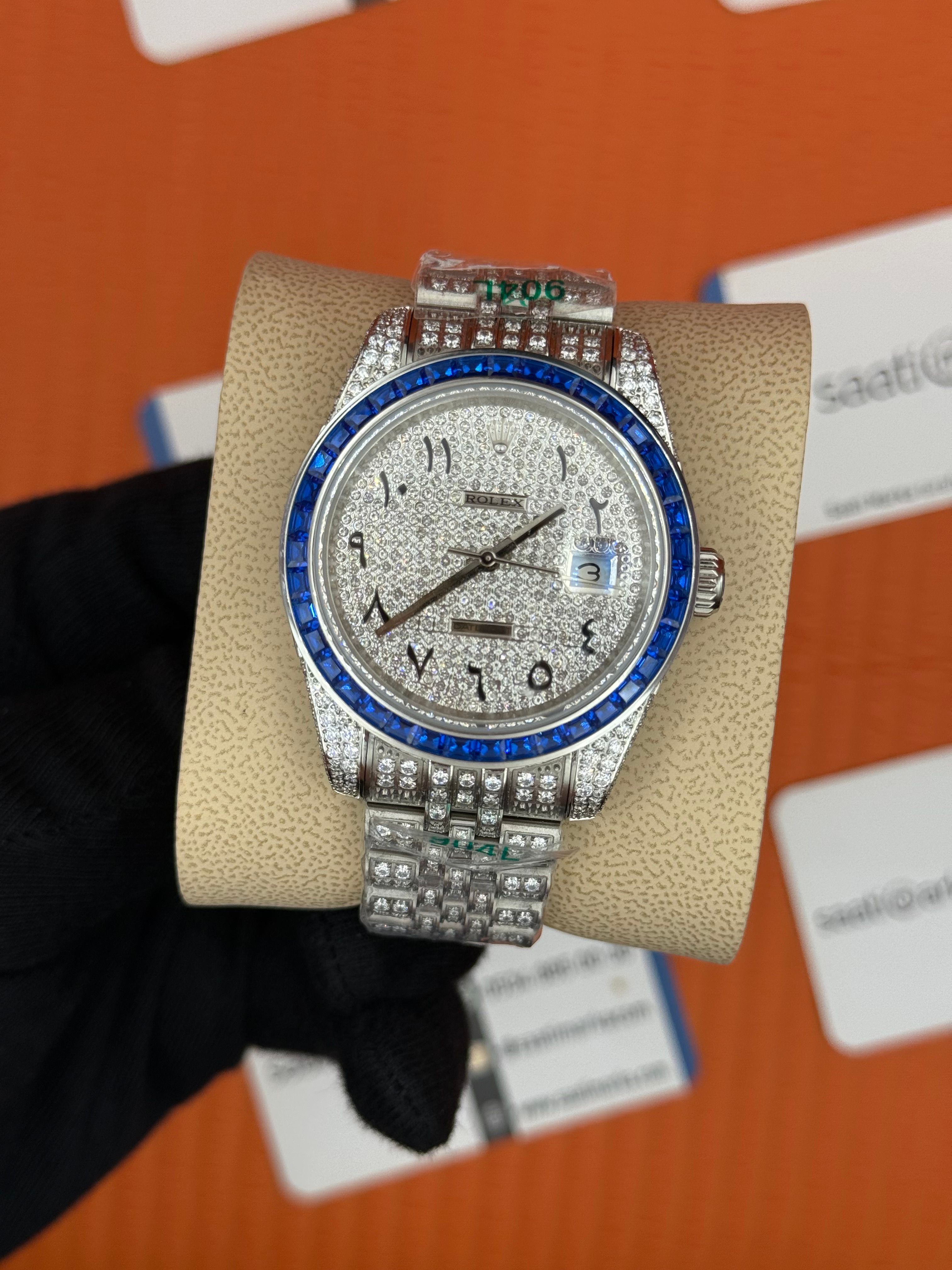 ROLEX Datejust arabic dial full diamond 41mm silver