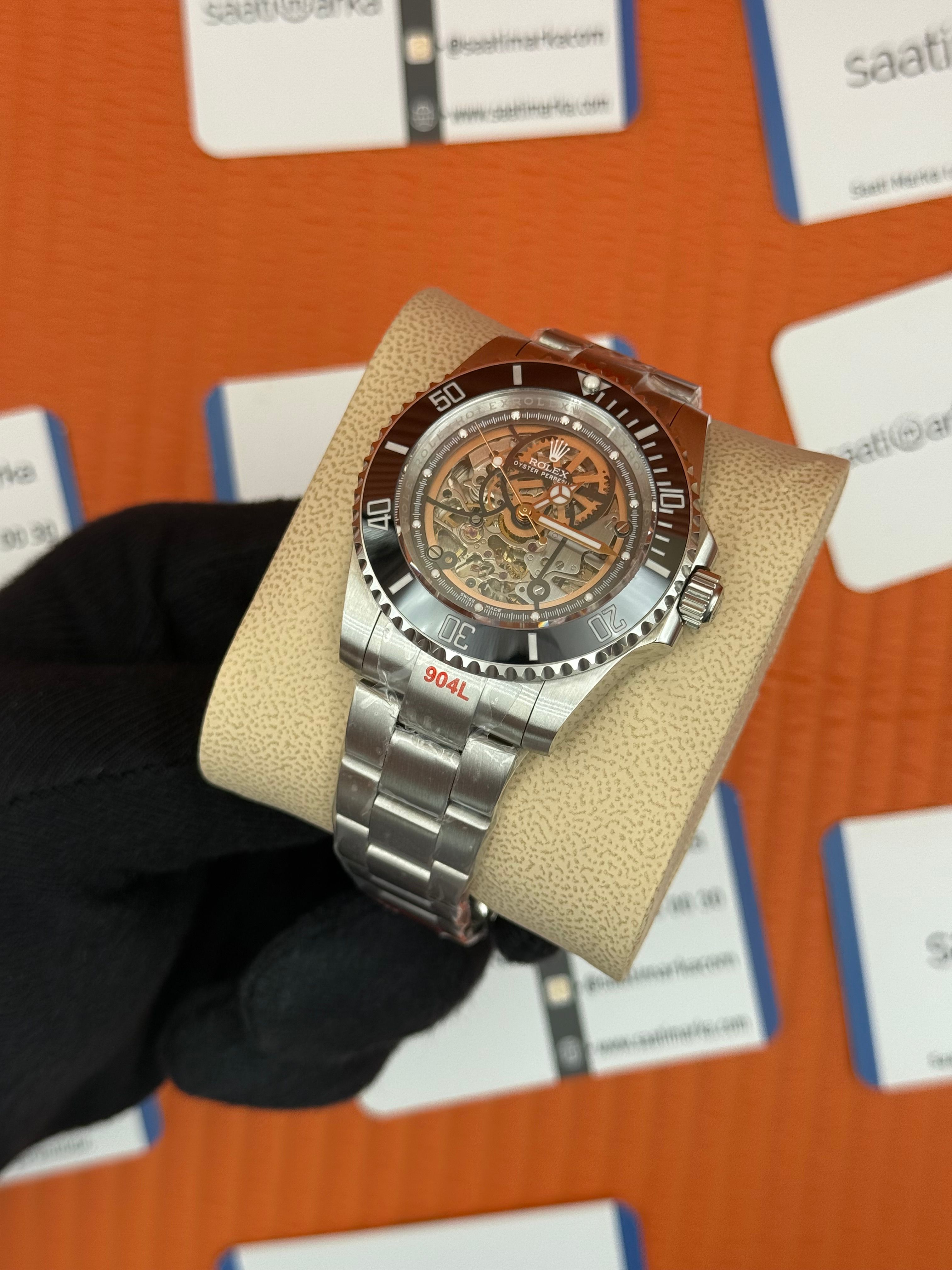 ROLEX Submariner skeleton dial silver oyster kordon