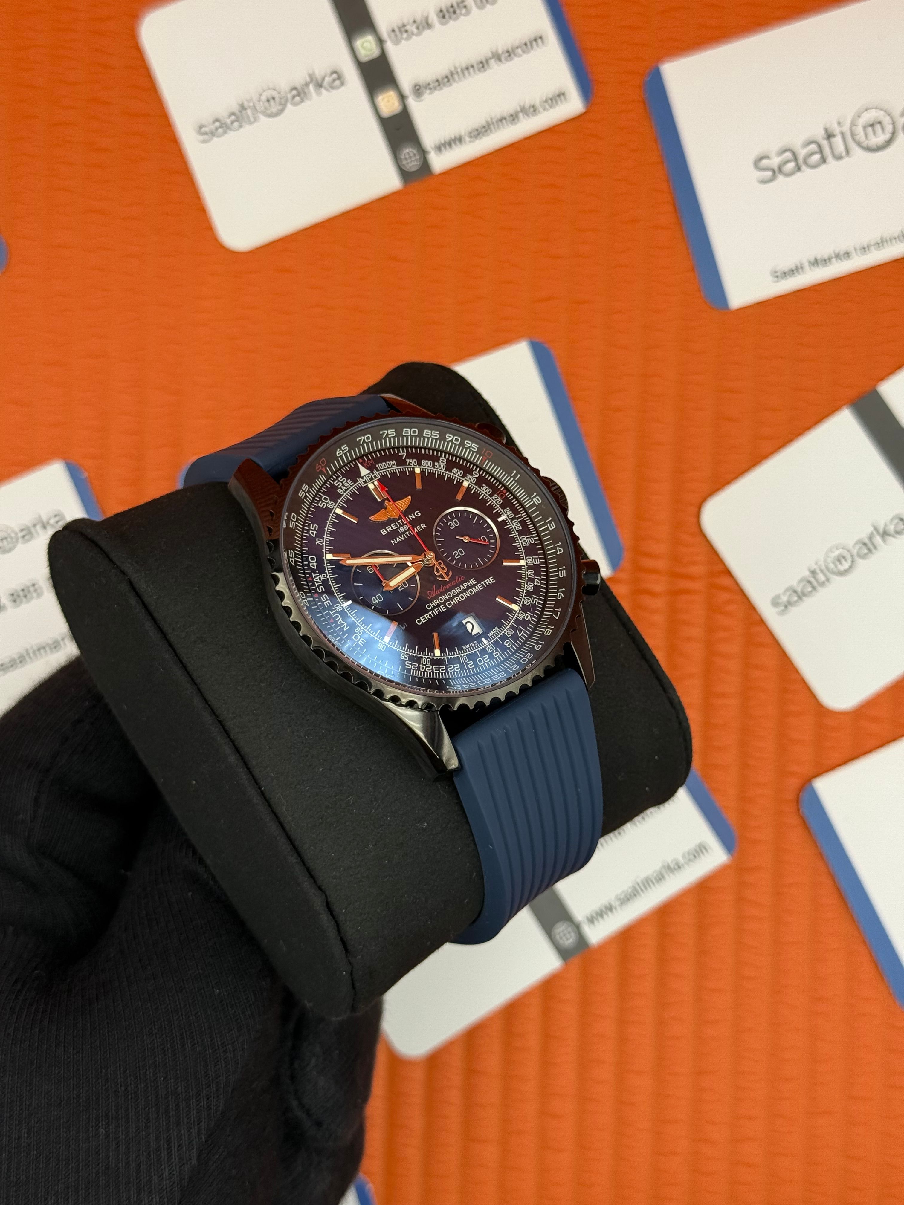 BREITLING Navitimer lacivert kauçuk kordon lacivert kadran çelik kasa