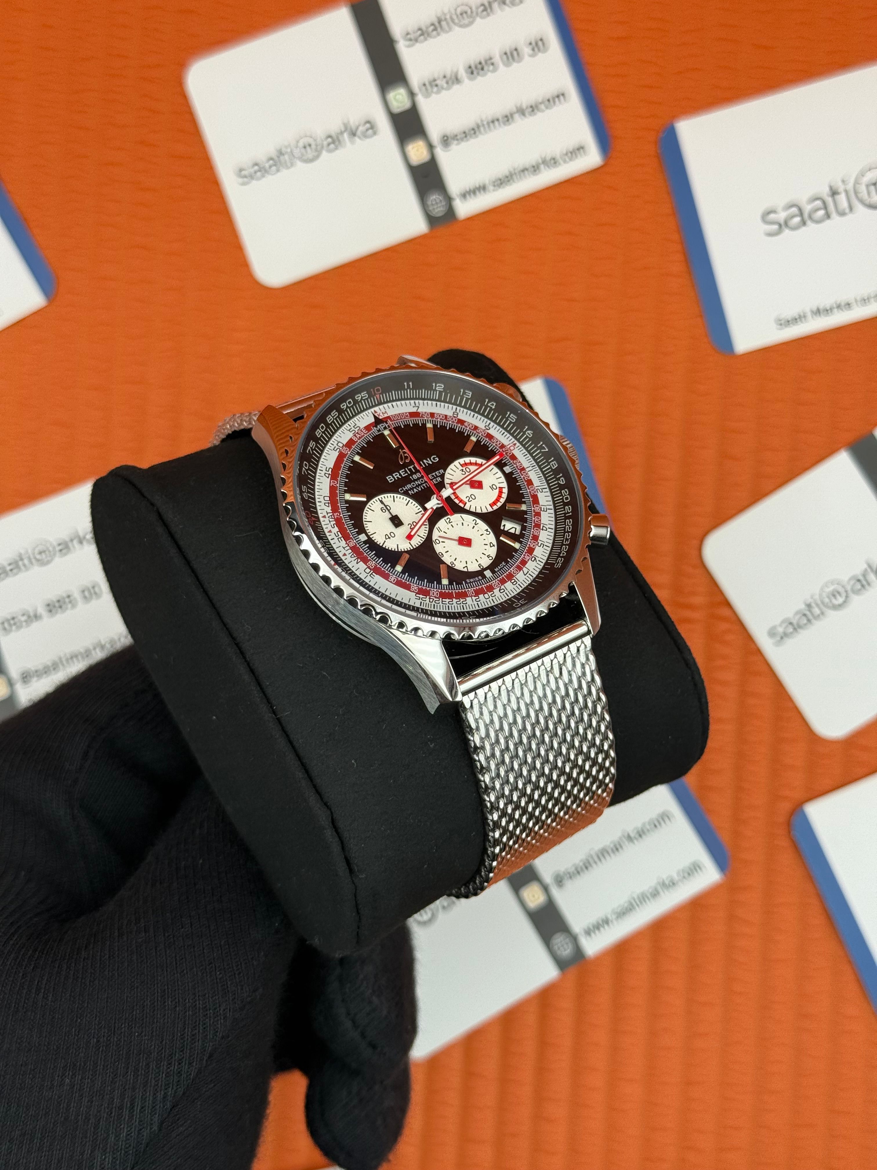 BREITLING Navitimer hasır kordon siyah kadran çelik kasa