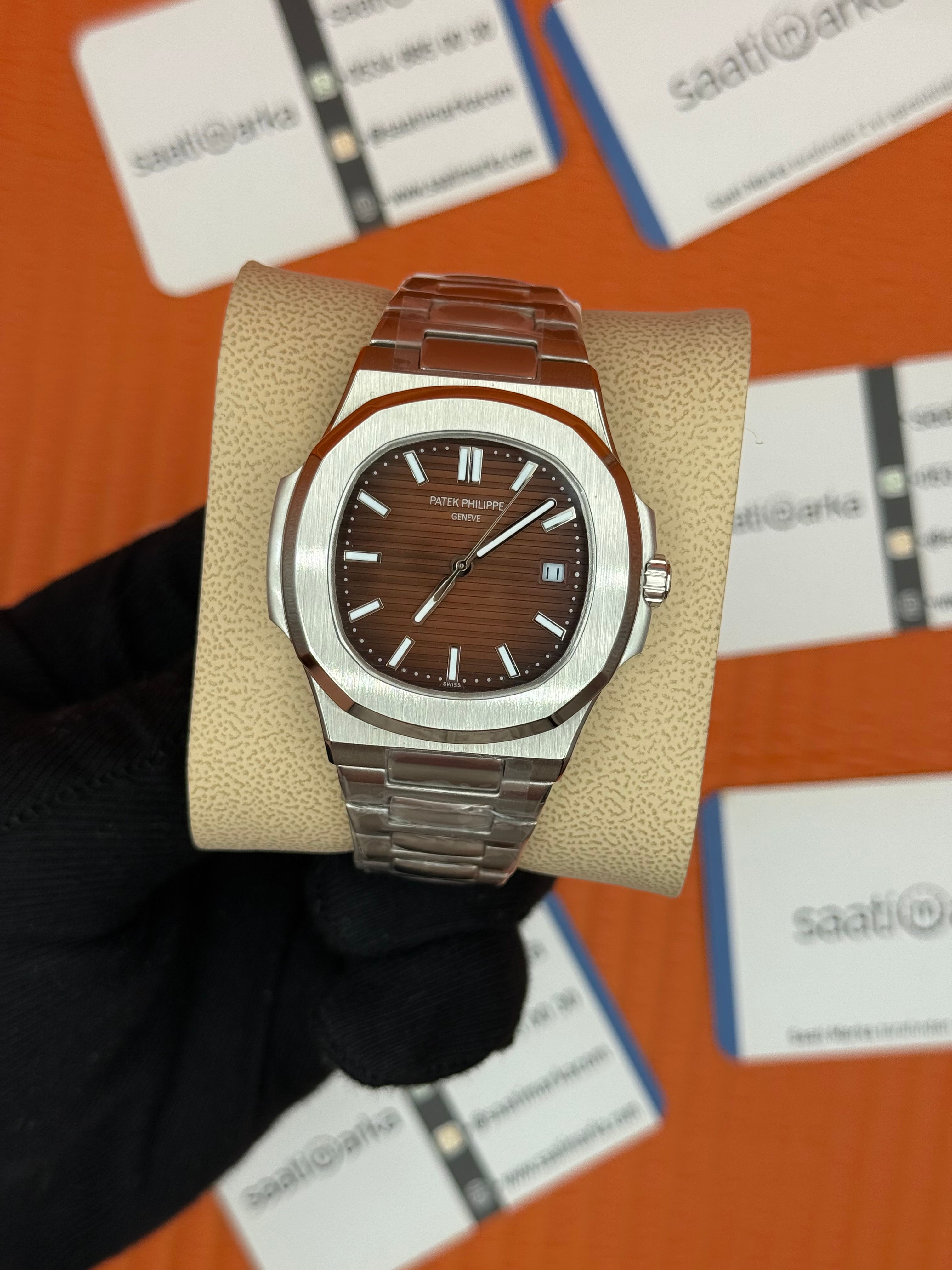 PATEK PHILIPPE nautilus kahverengi kadran silver kasa kordon
