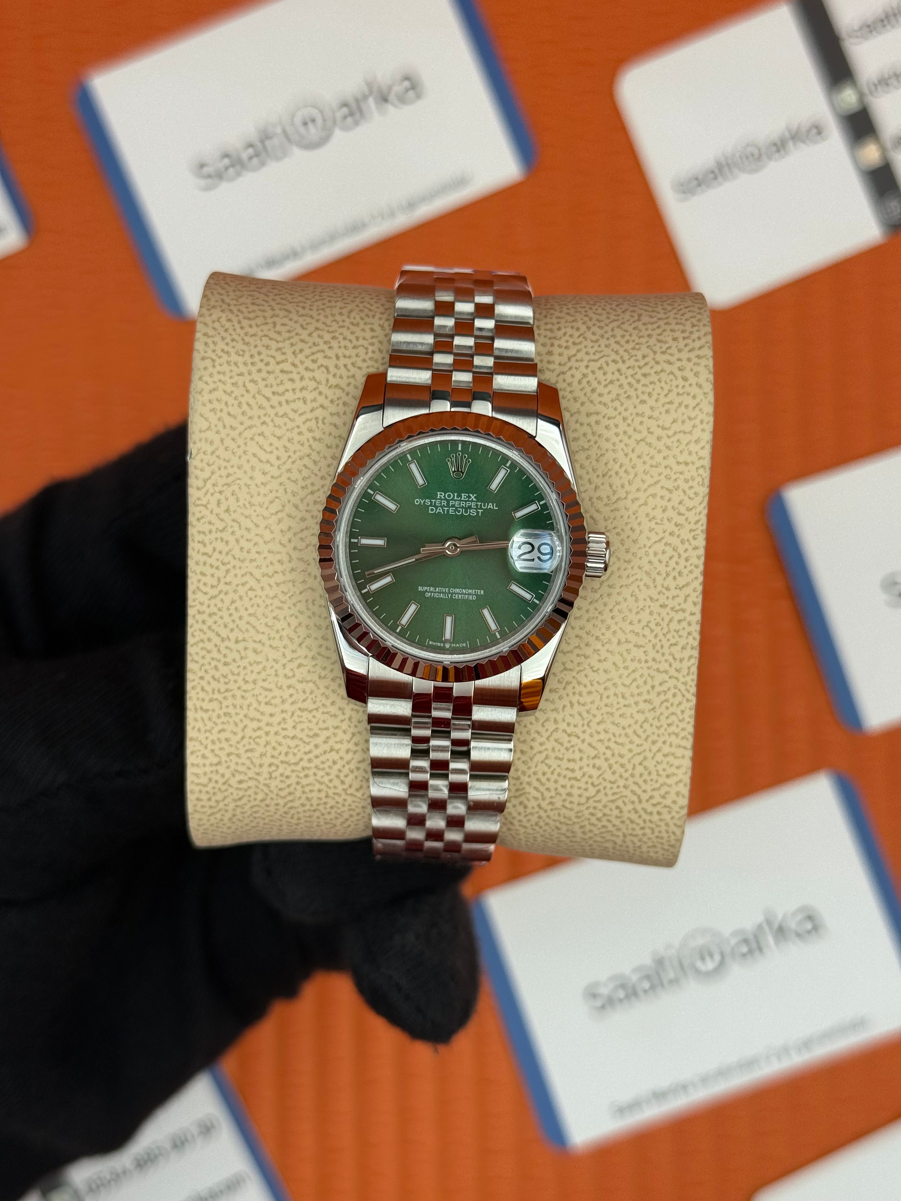 ROLEX datejust 31mm yeşil kadran silver jubilee kordon