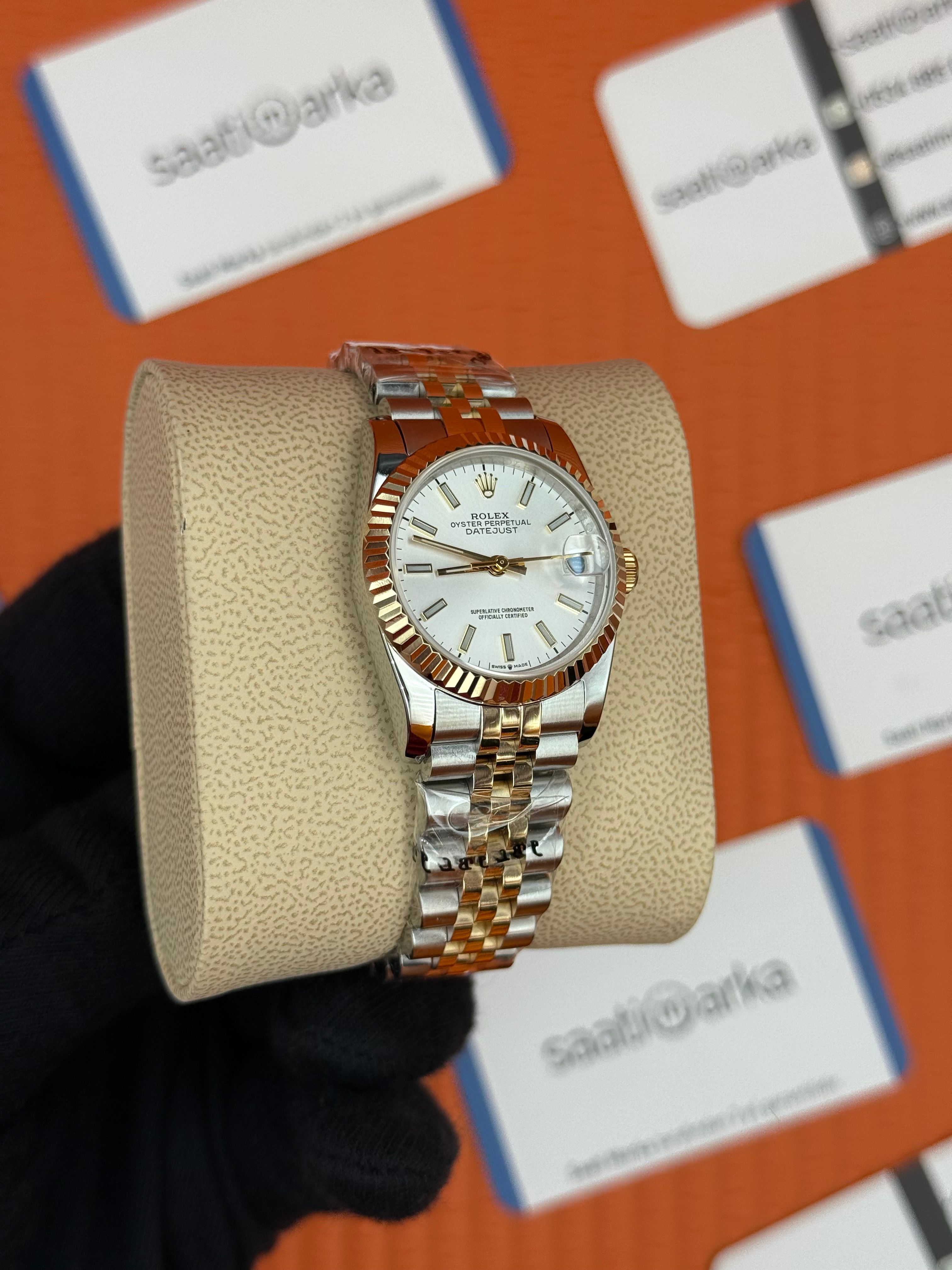 ROLEX datejust 31mm beyaz kadran gold silver jubilee kordon