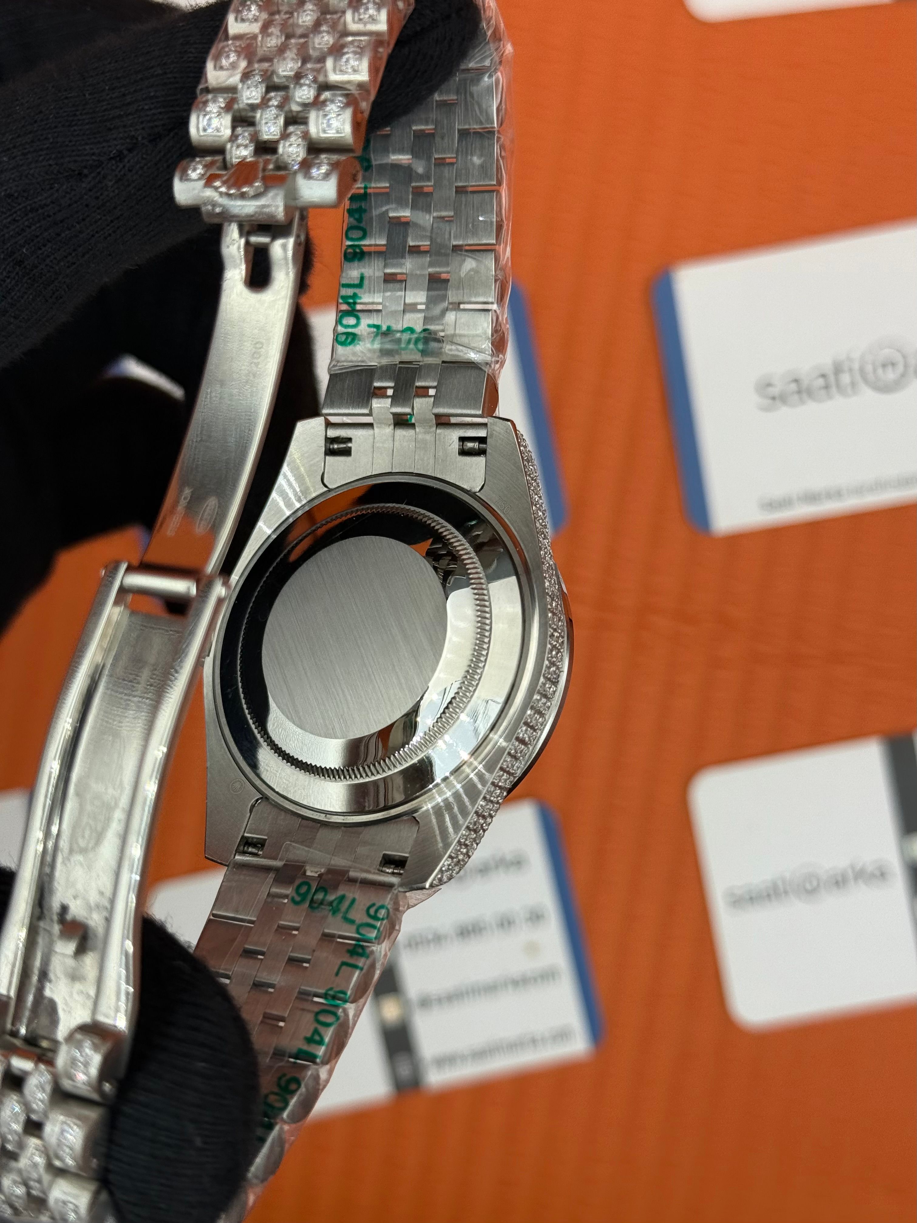 ROLEX Datejust arabic dial full diamond 41mm silver