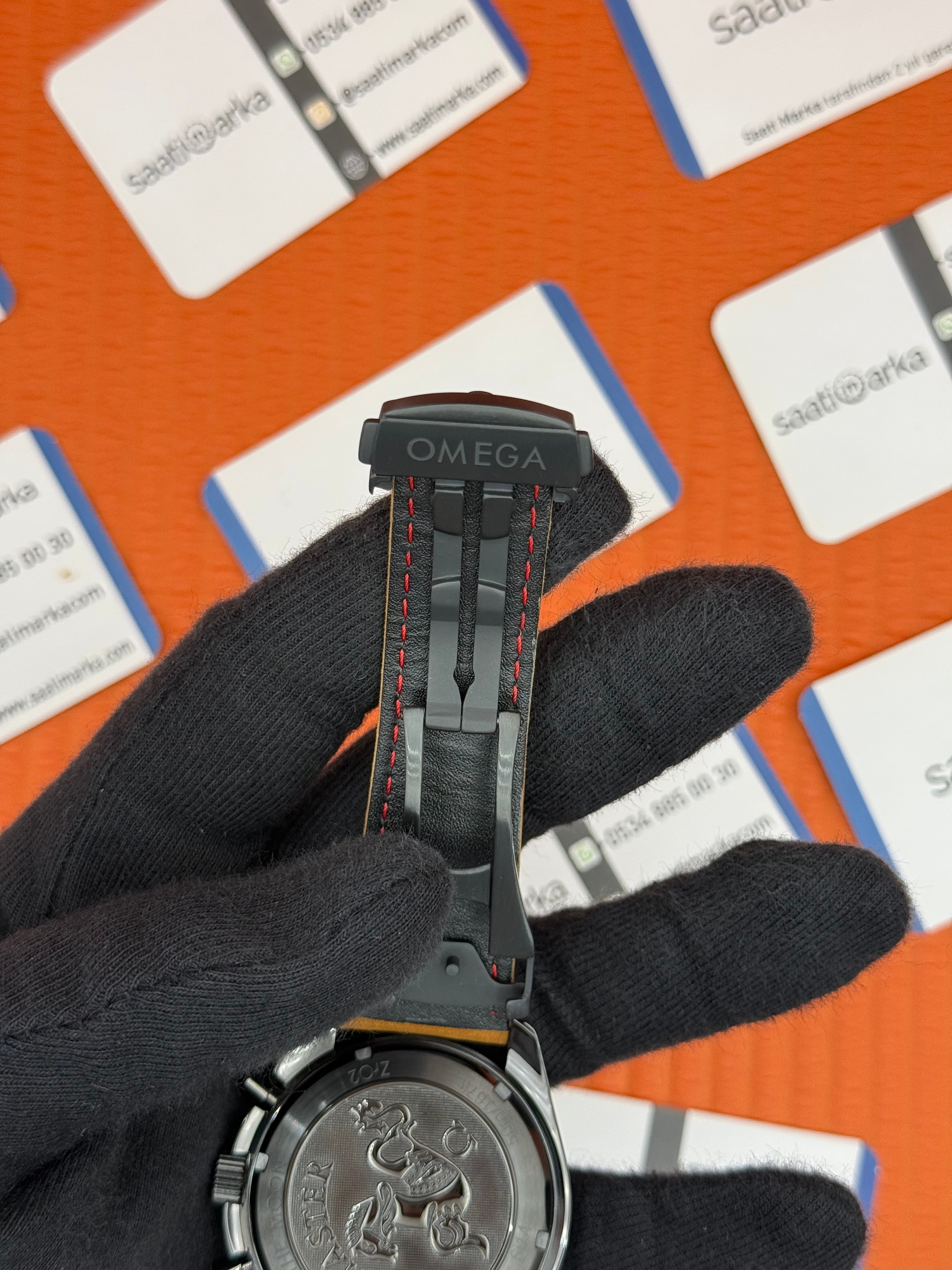 OEMGA SPEEDMASTER SİYAH KASA KADRAN DERİ KAHVE KORDON
