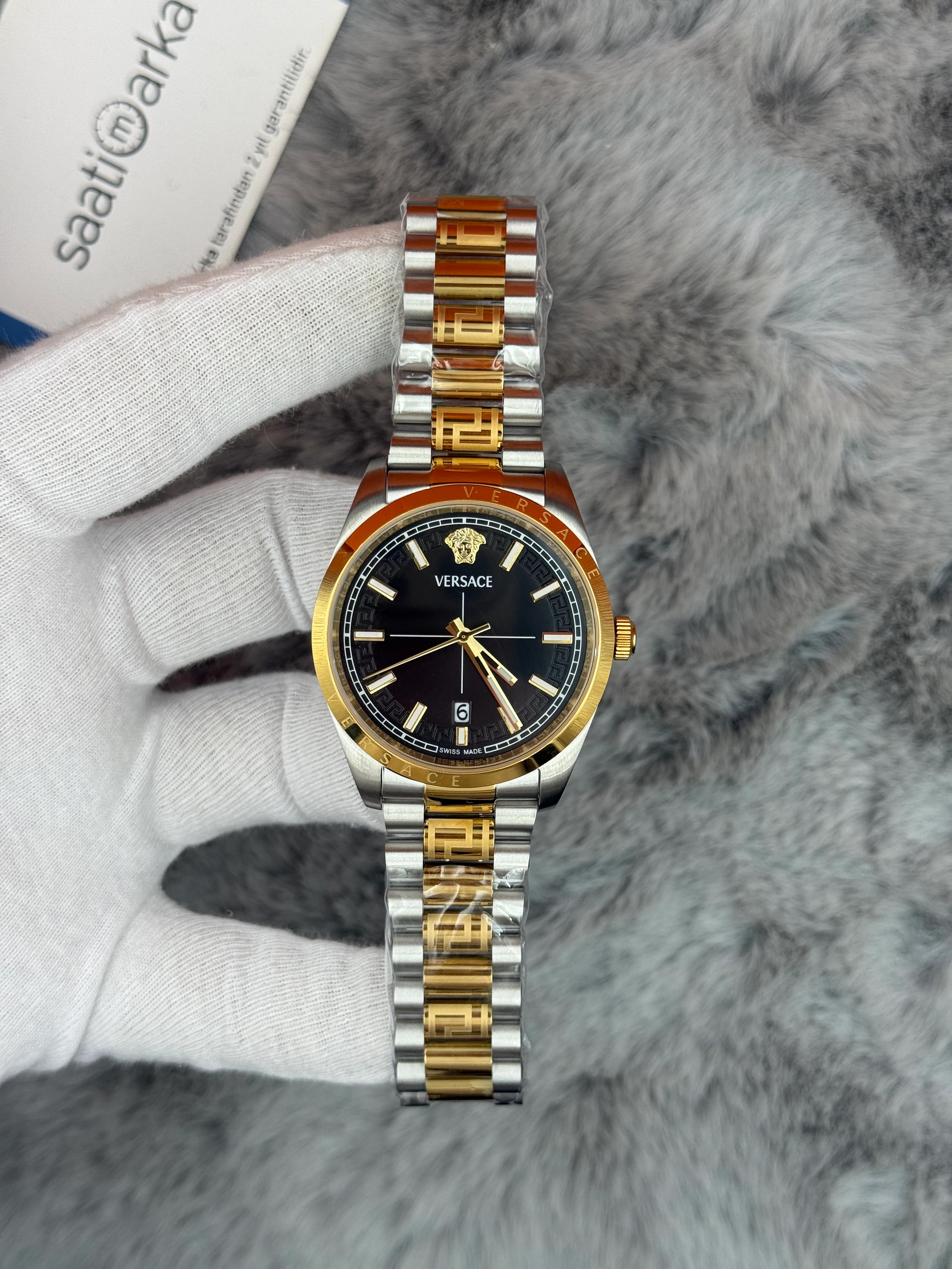 VERSACE 40MM SİYAH KADRAN GOLD SİLVER KASA KORDON ERKEK KOL SAATİ