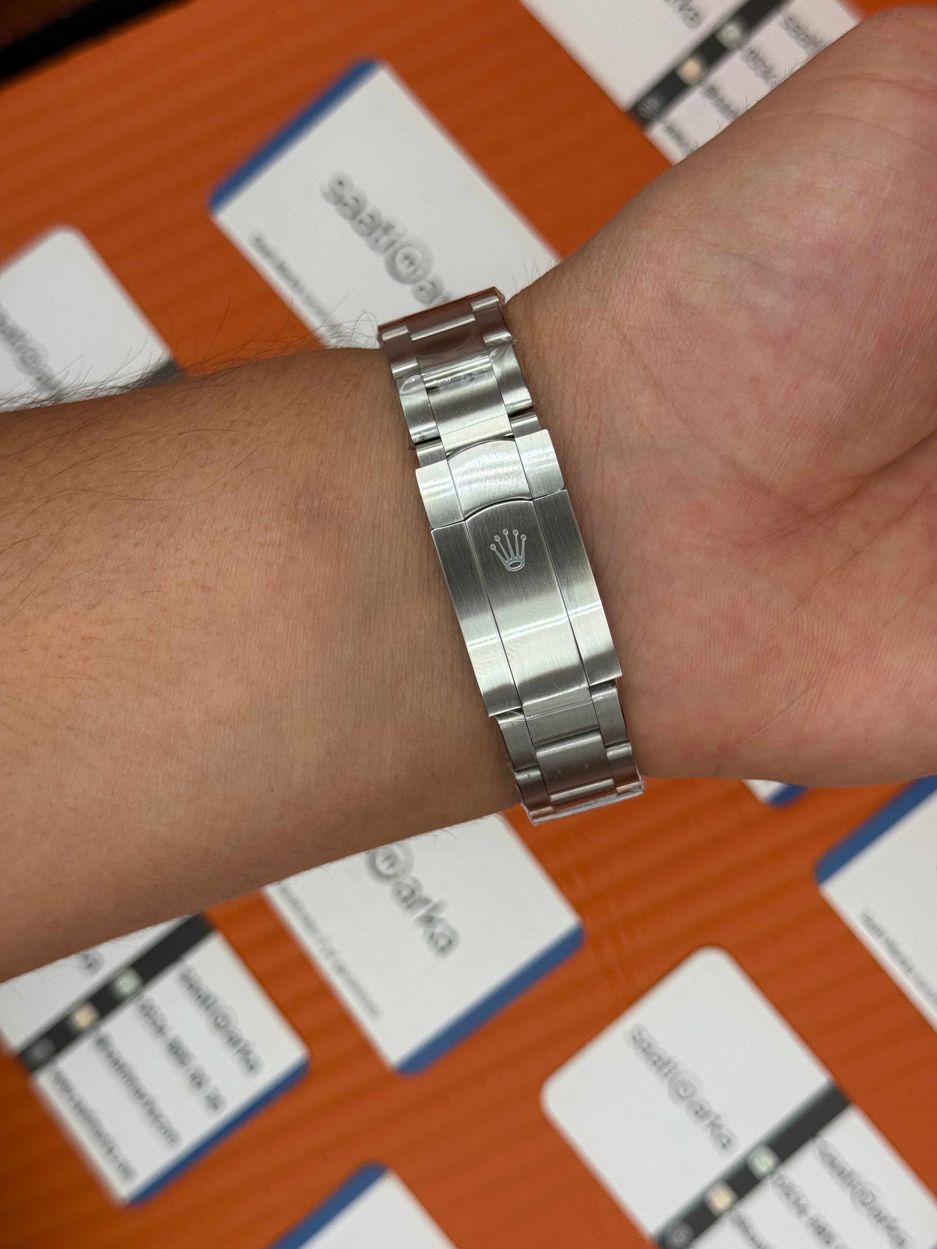 ROLEX oyster perpetual vişne kadran silver kasa kordon erkek kol saati