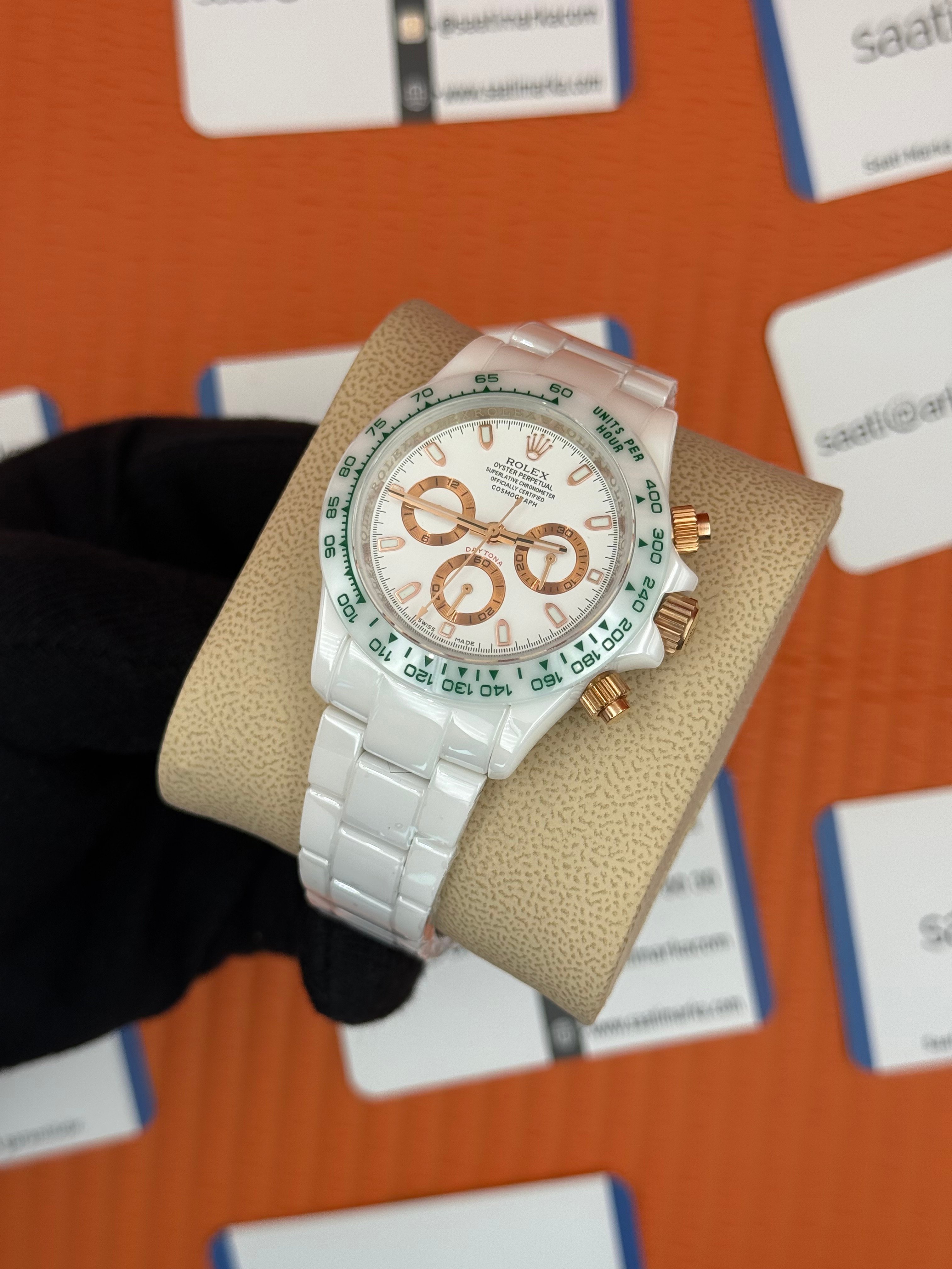 ROLEX Daytona white dial seramik beyaz kasa-kordon