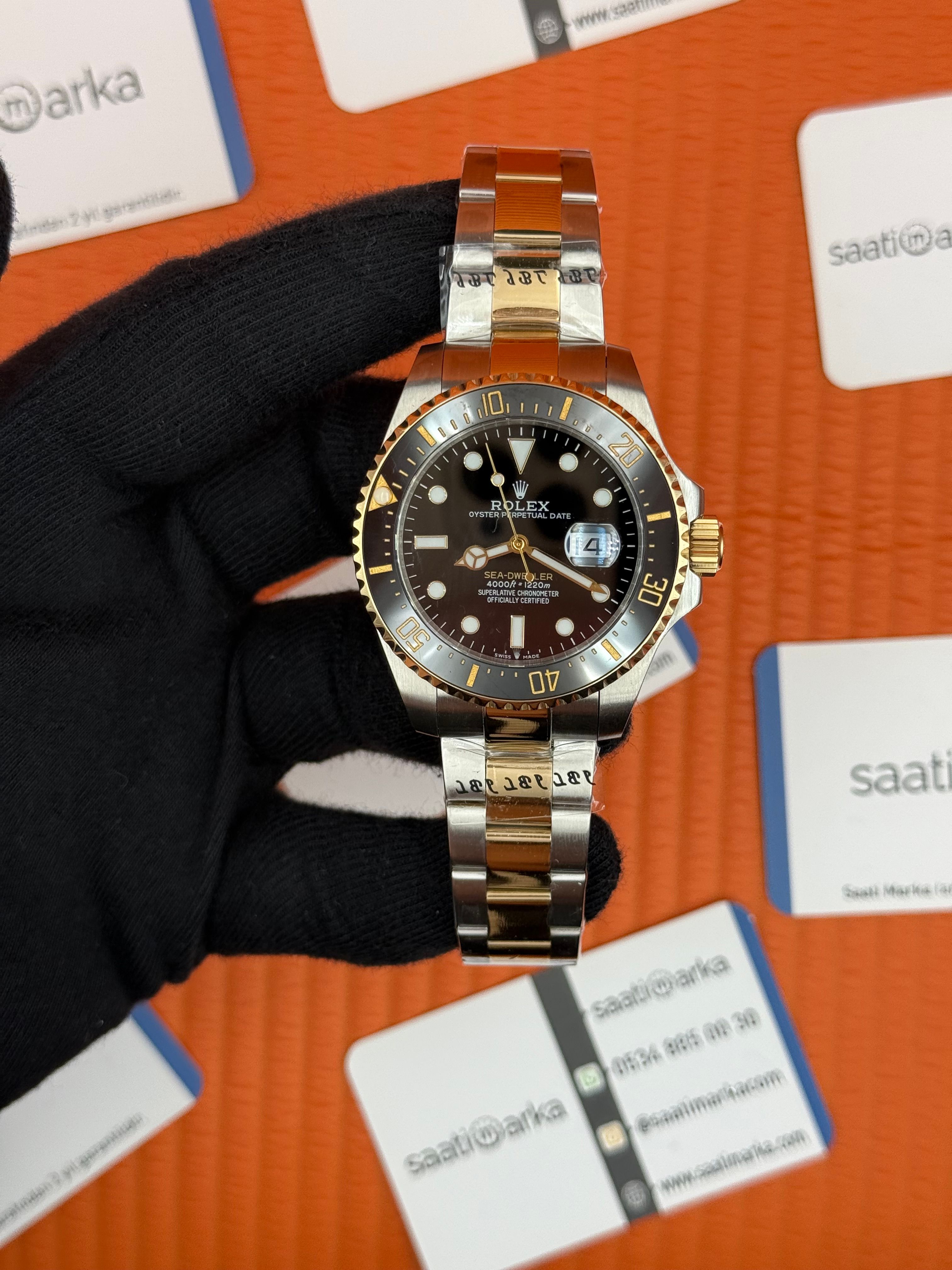 ROLEX Sea Dweller oyster black dial gold silver kasa-kordon