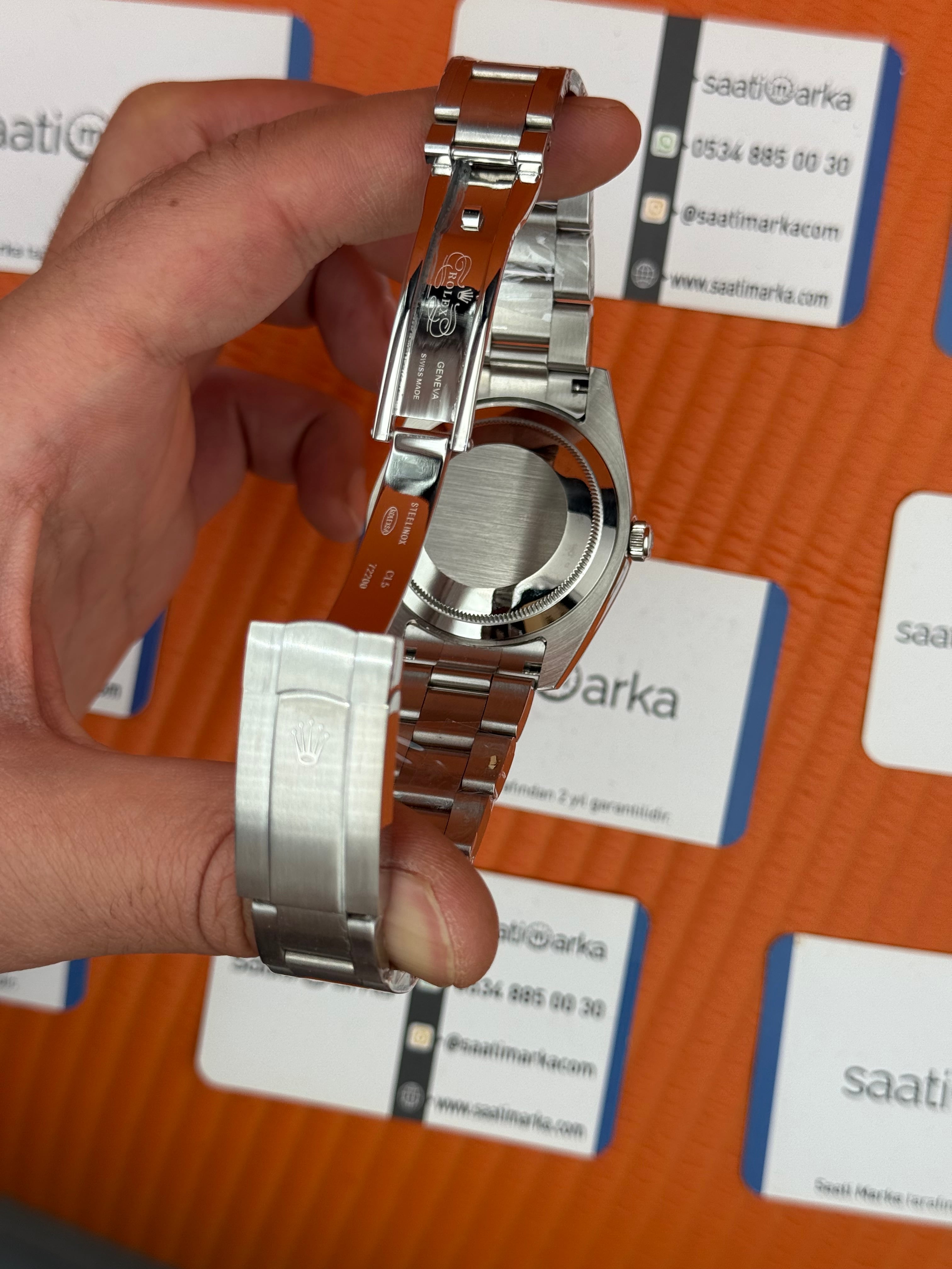 ROLEX oyster perpetual yeşil kadran silver kasa kordon erkek kol sati