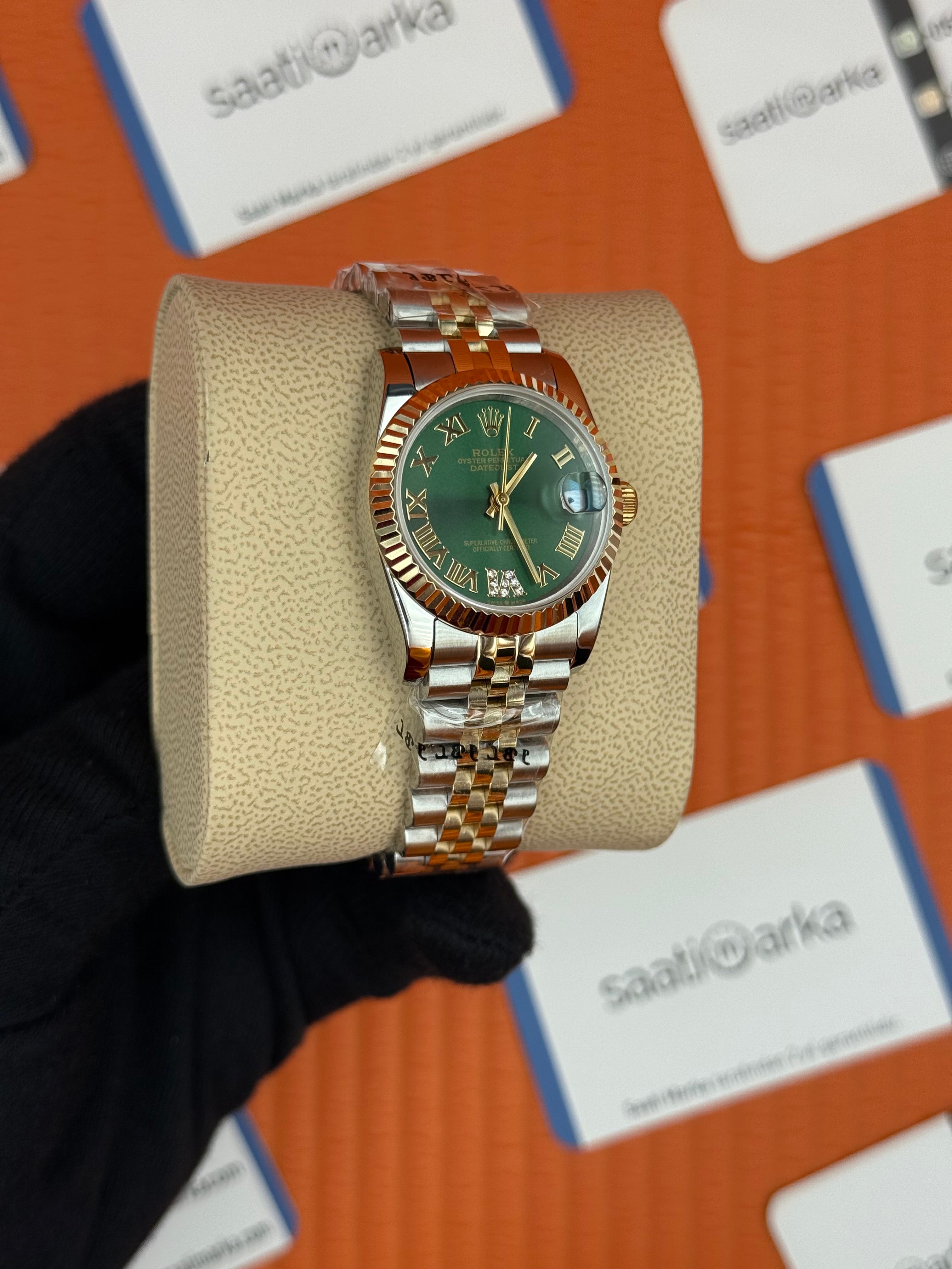 ROLEX datejust 31mm yeşil kadran gold silver jubilee kordon