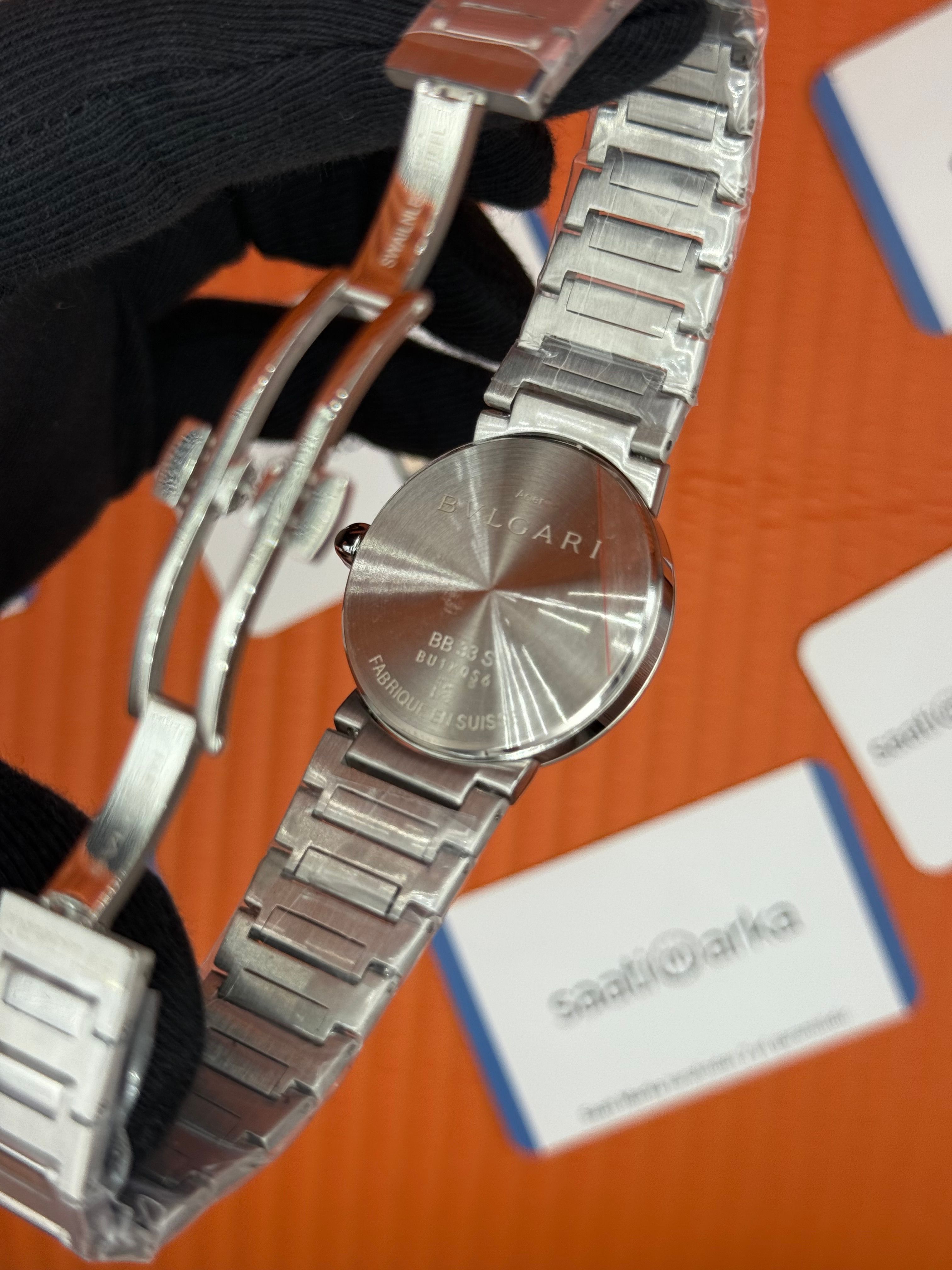 BVLGARI siyah baget taşlı kadran silver kasa kordon kadın kol saati