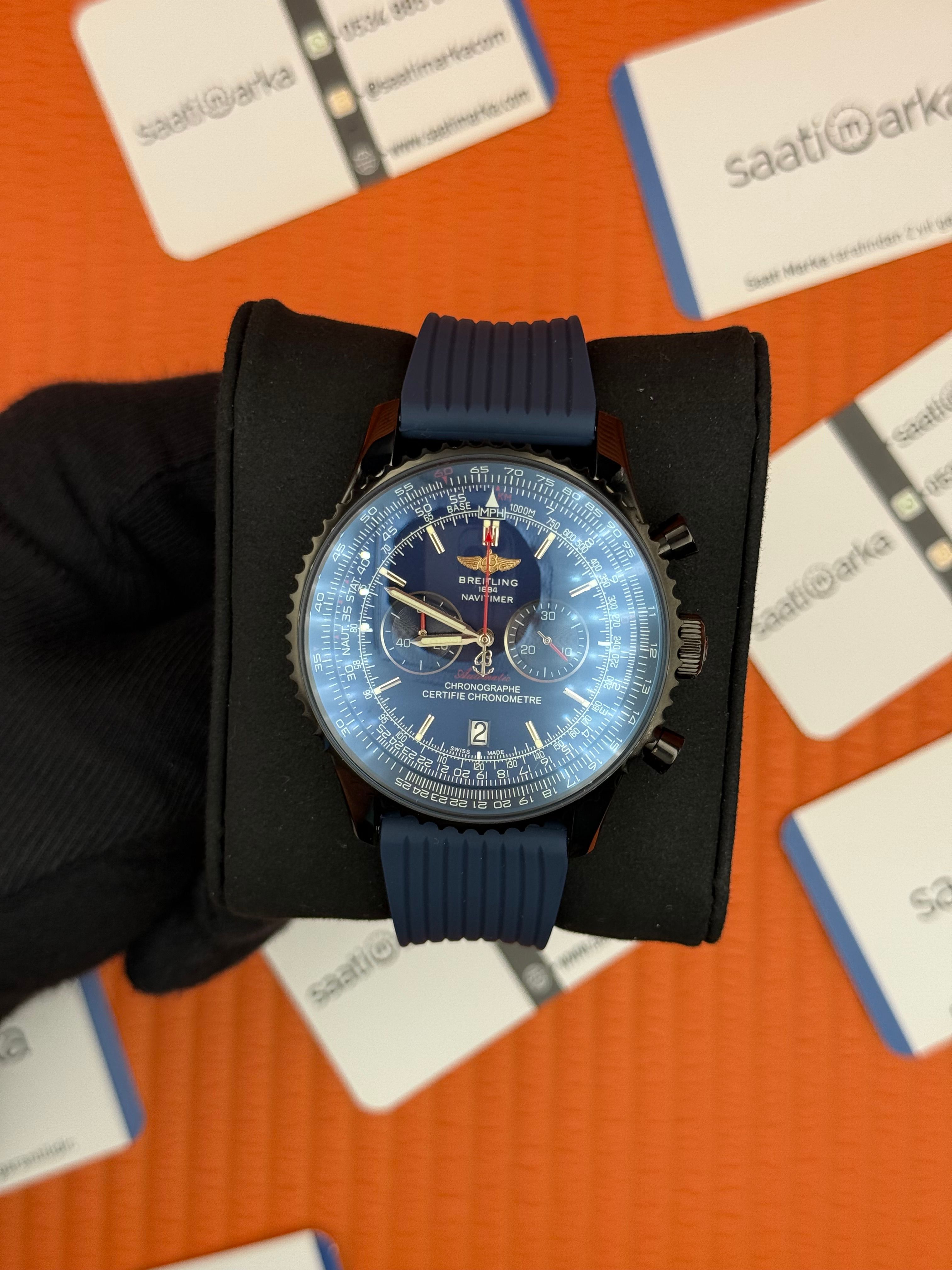 BREITLING Navitimer lacivert kauçuk kordon lacivert kadran çelik kasa