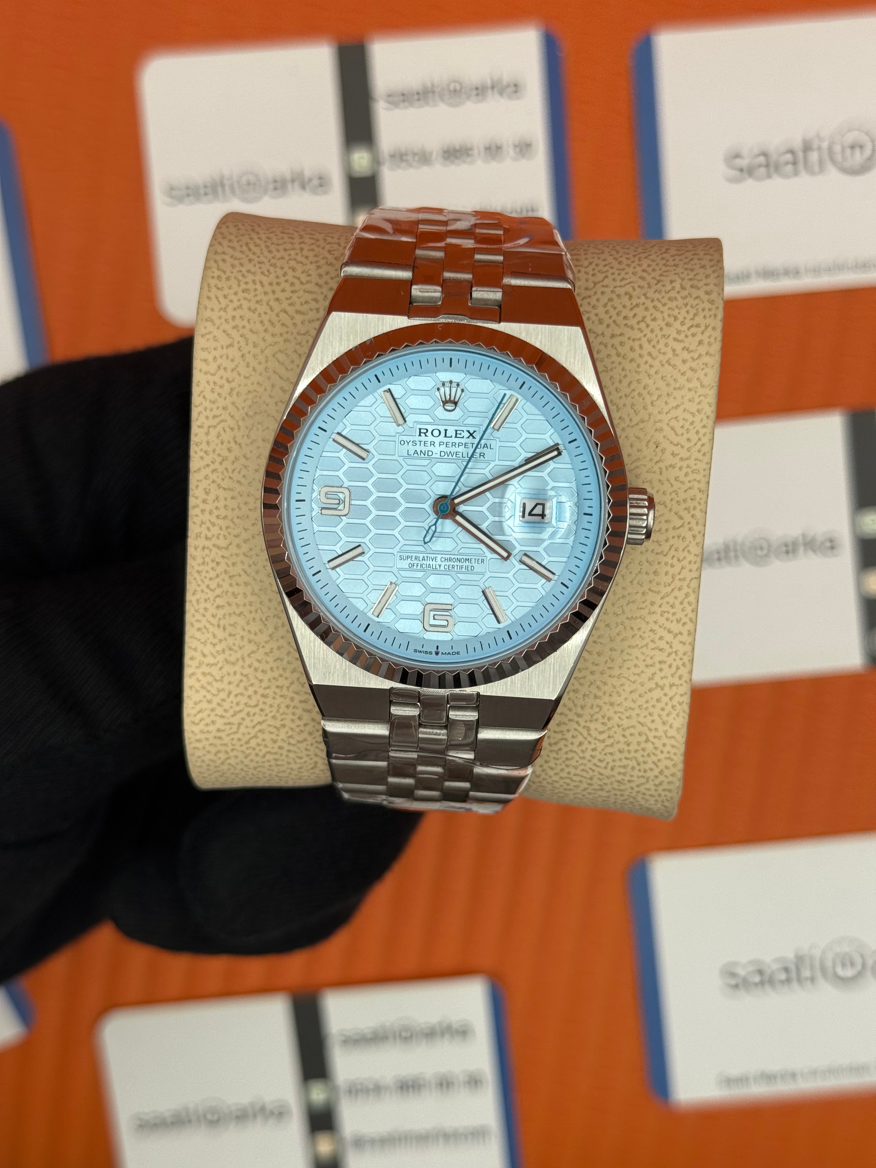 ROLEX  land dweller 40mm turkuaz kadran silver kasa kordon oystersteel erkek kol saati