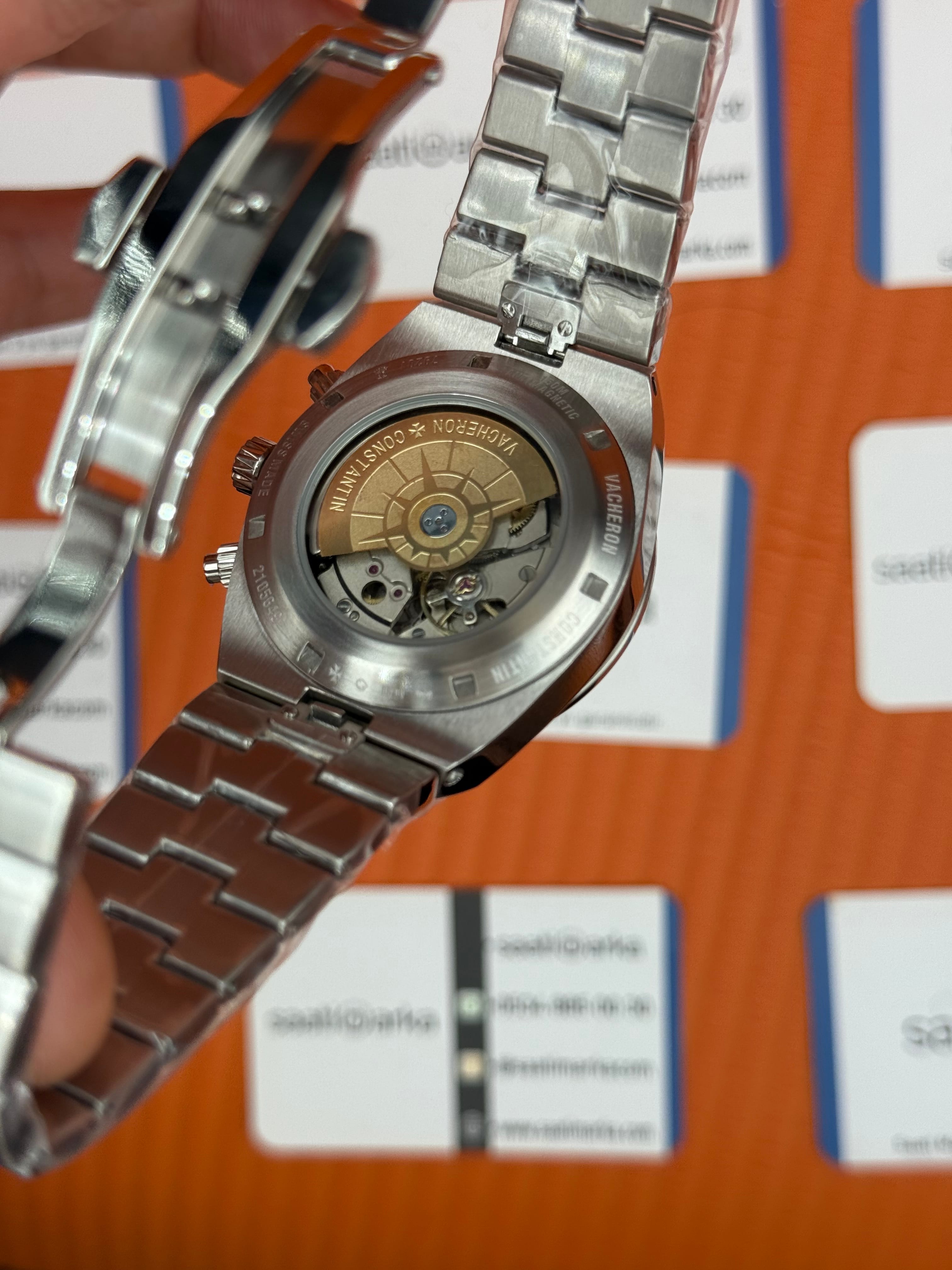 VACHERON CONSTANTIN overseas chronograph siyah kadran silver kasa kordon erkek kol saati