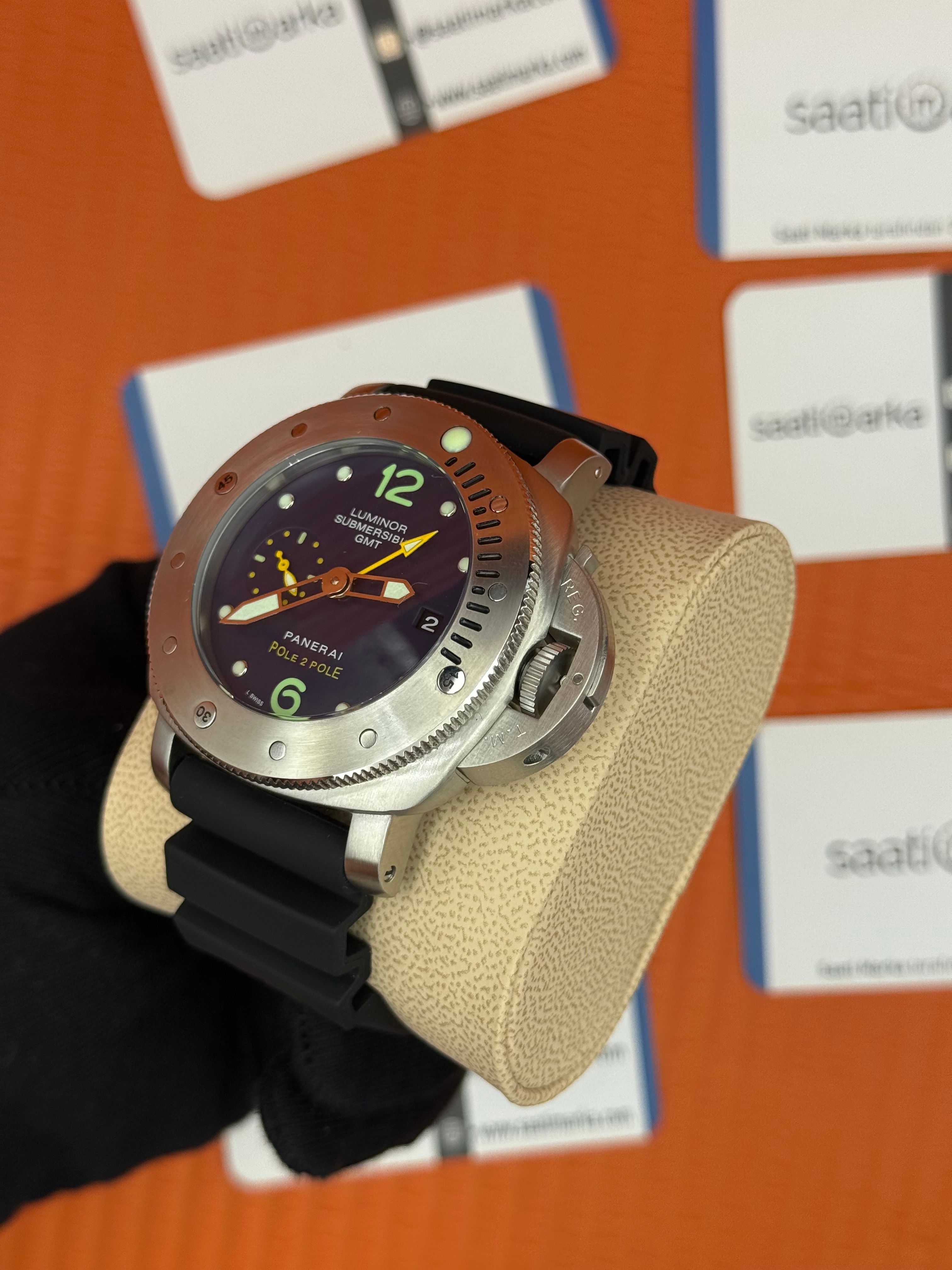 PANERAI submersible GMT lacivert kadran silver kasa siyah kauçuk kordon