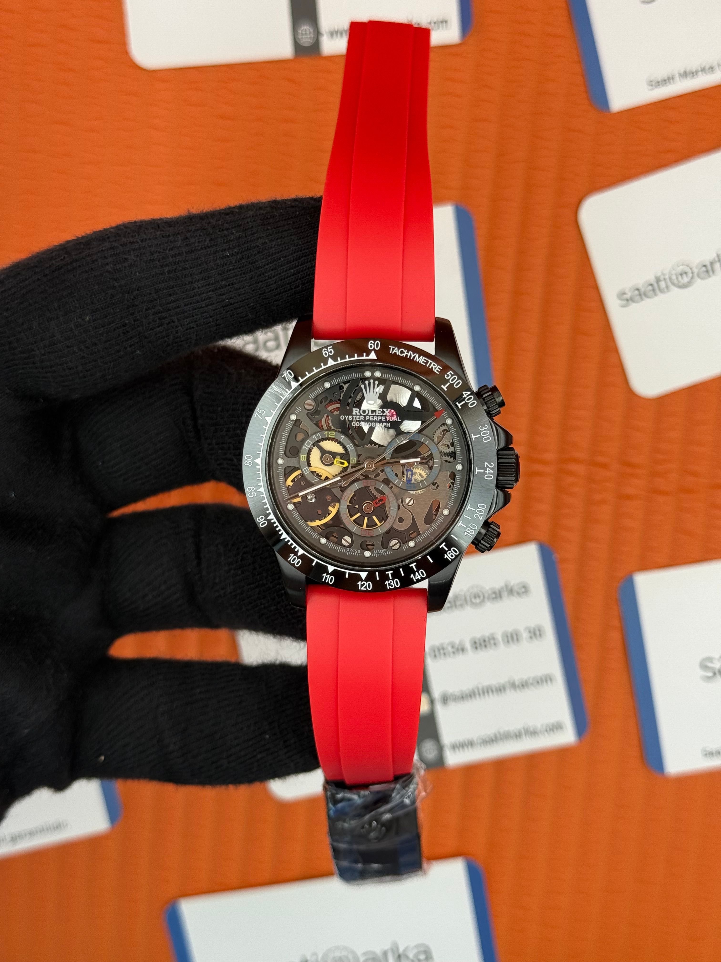 ROLEX Daytona juan pablo montoya kırmızı kauçuk kordon siyah kasa